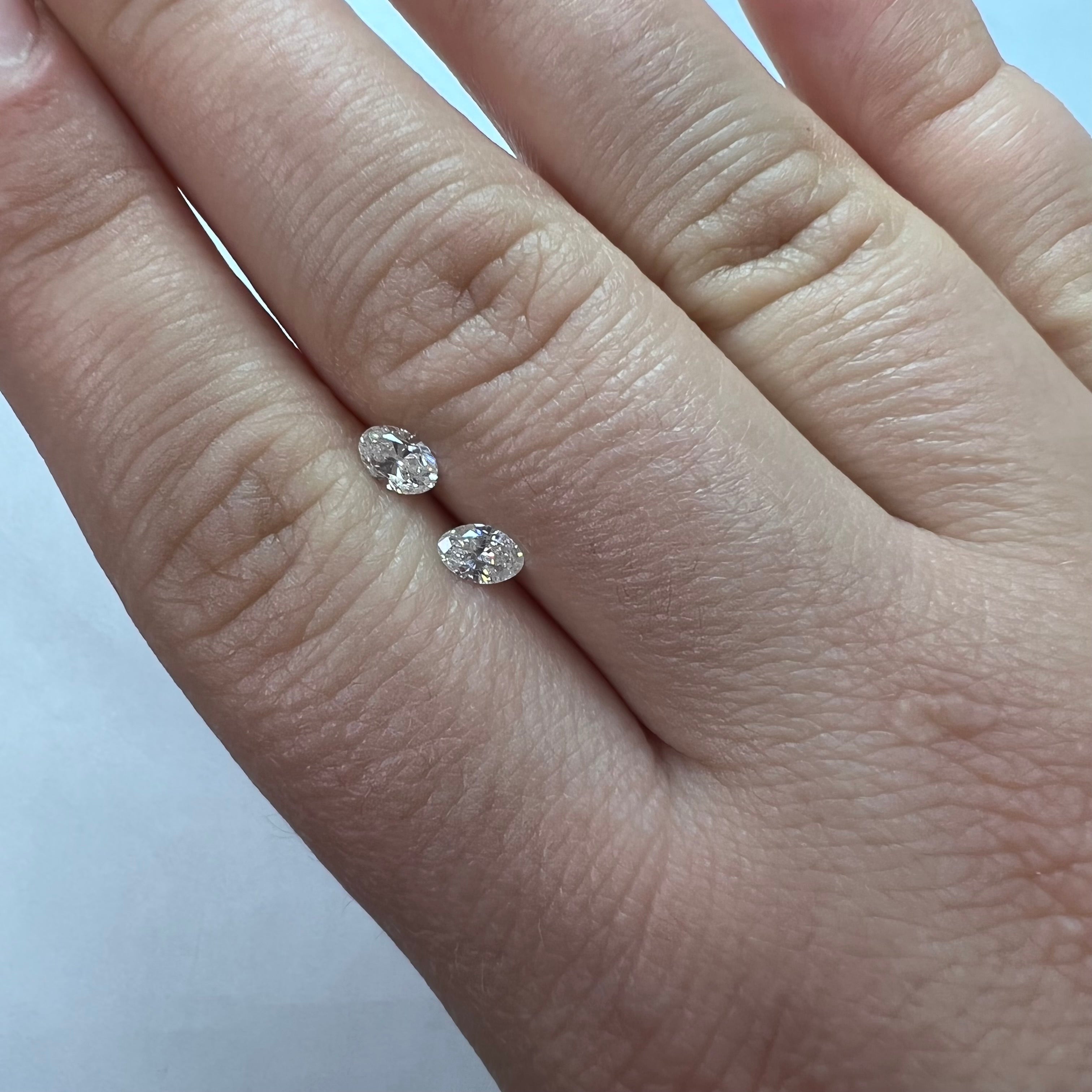.59CTW Pair of Natural Oval Cut Diamonds SI2 K-M Natural and Earth mined