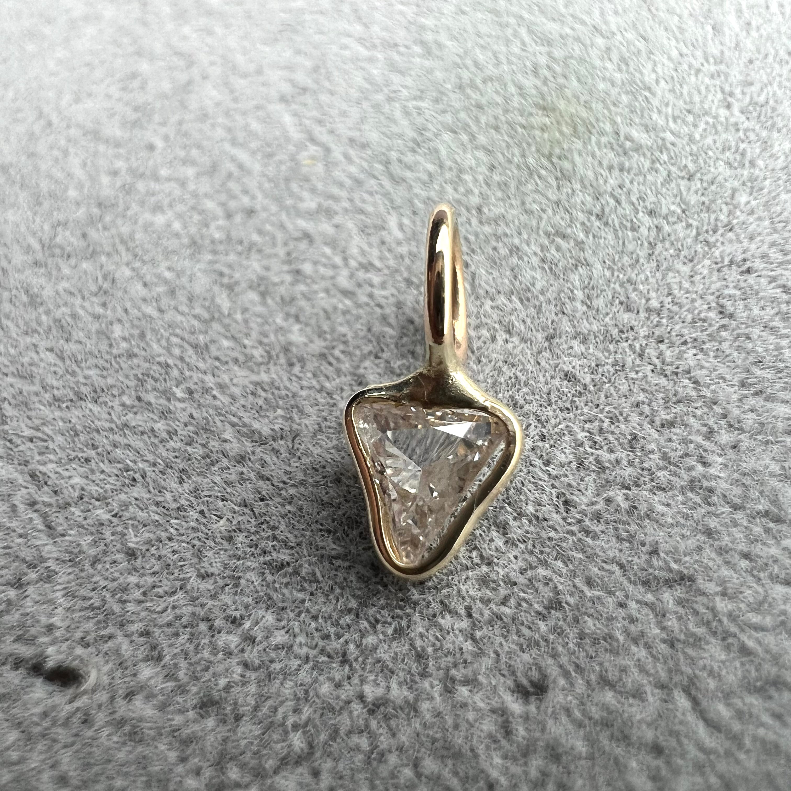 .15ct Trillion Cut Dimond Charm 14K Yellow Gold