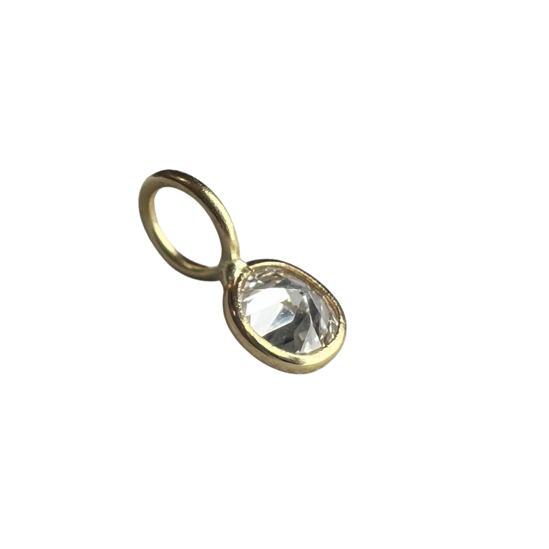 .25ct Round Diamond Pendant Charm 14K Yellow Gold 8x4mm