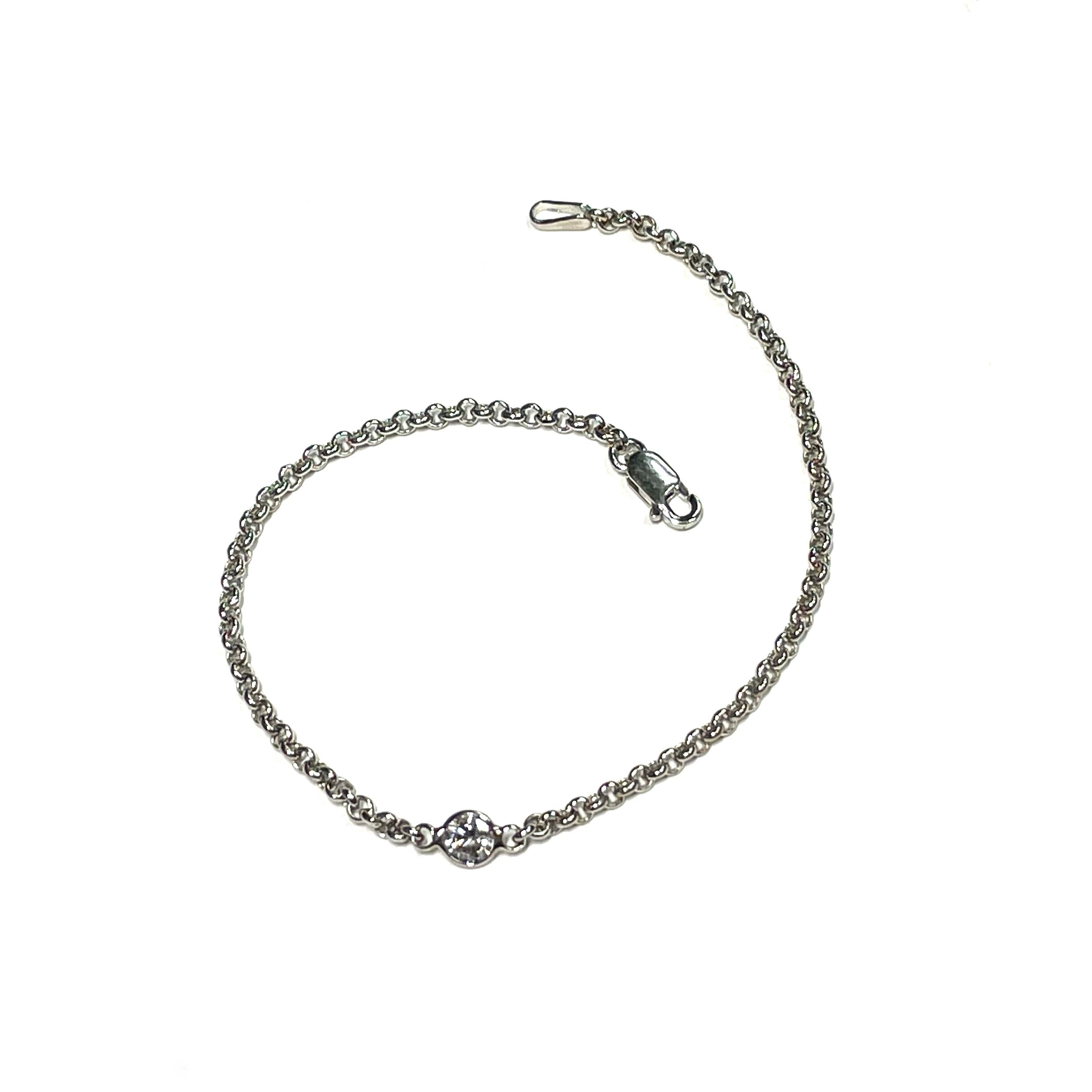 .25CT Diamond Bracelet in Solid 14k White Gold 6.5"