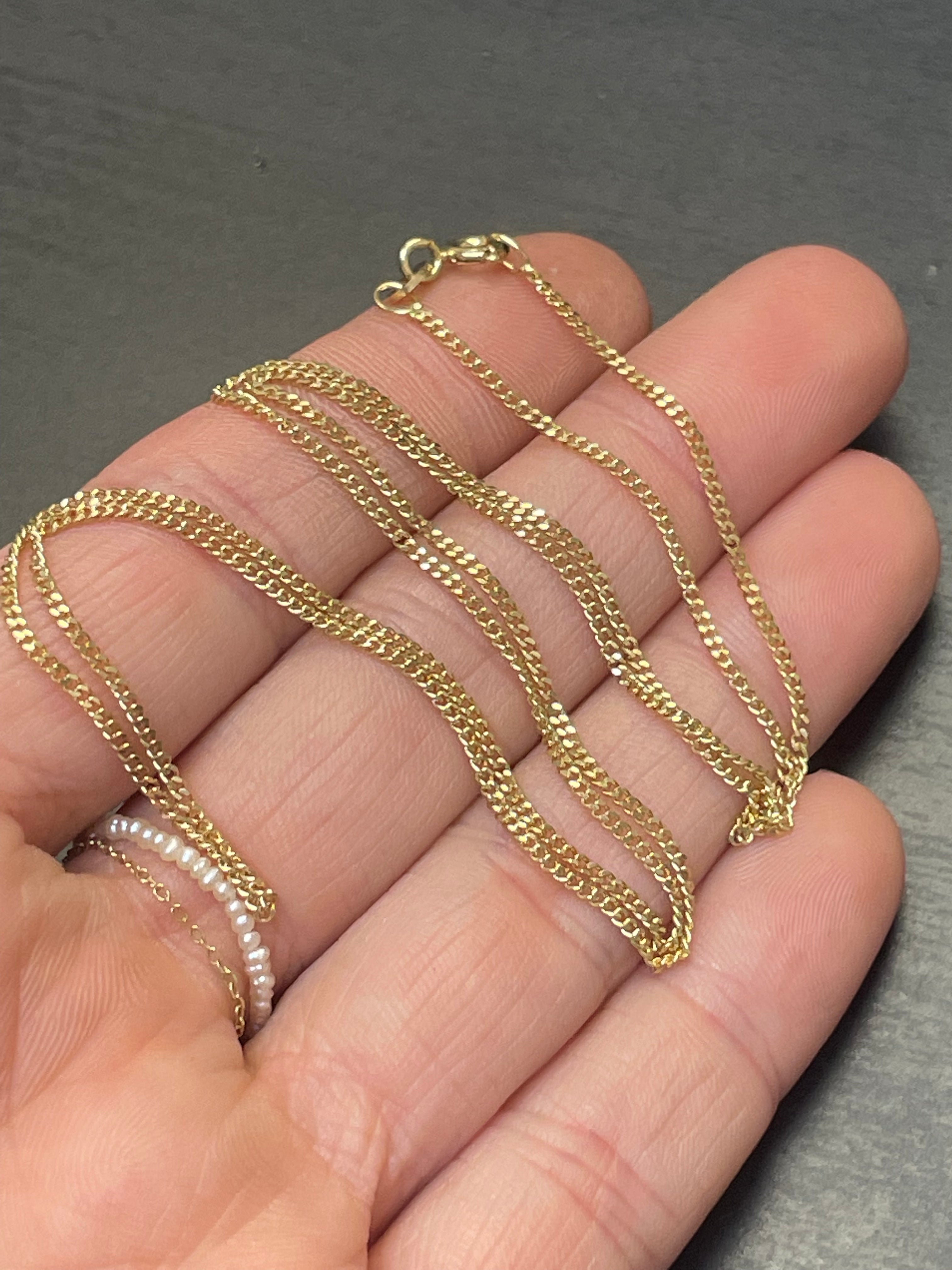20” 1mm Solid 14K Yellow Gold Curb Chain Necklace
