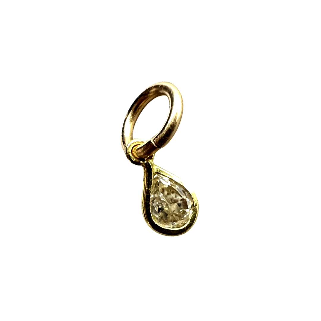 .12CT Canary Yellow Diamond Pear Pendant Charm 14K Yellow