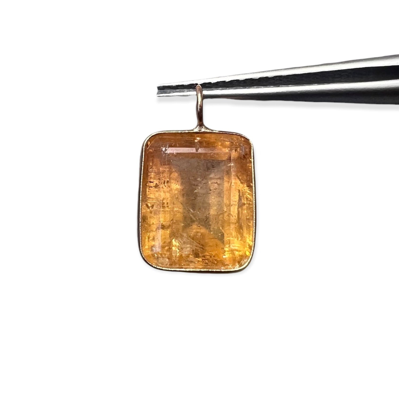 8.74CT Natural Topaz 14K Yellow Gold Charm Pendant 18x11mm