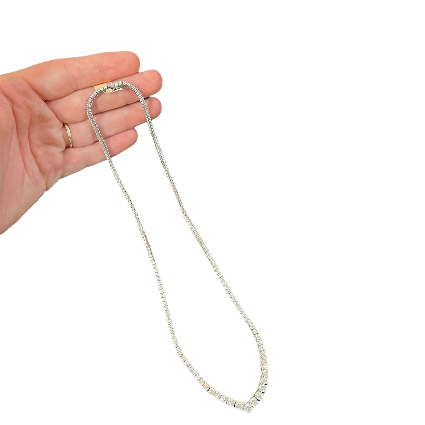 3.5CTW Diamond 14K White Gold Tennis Necklace 16”
