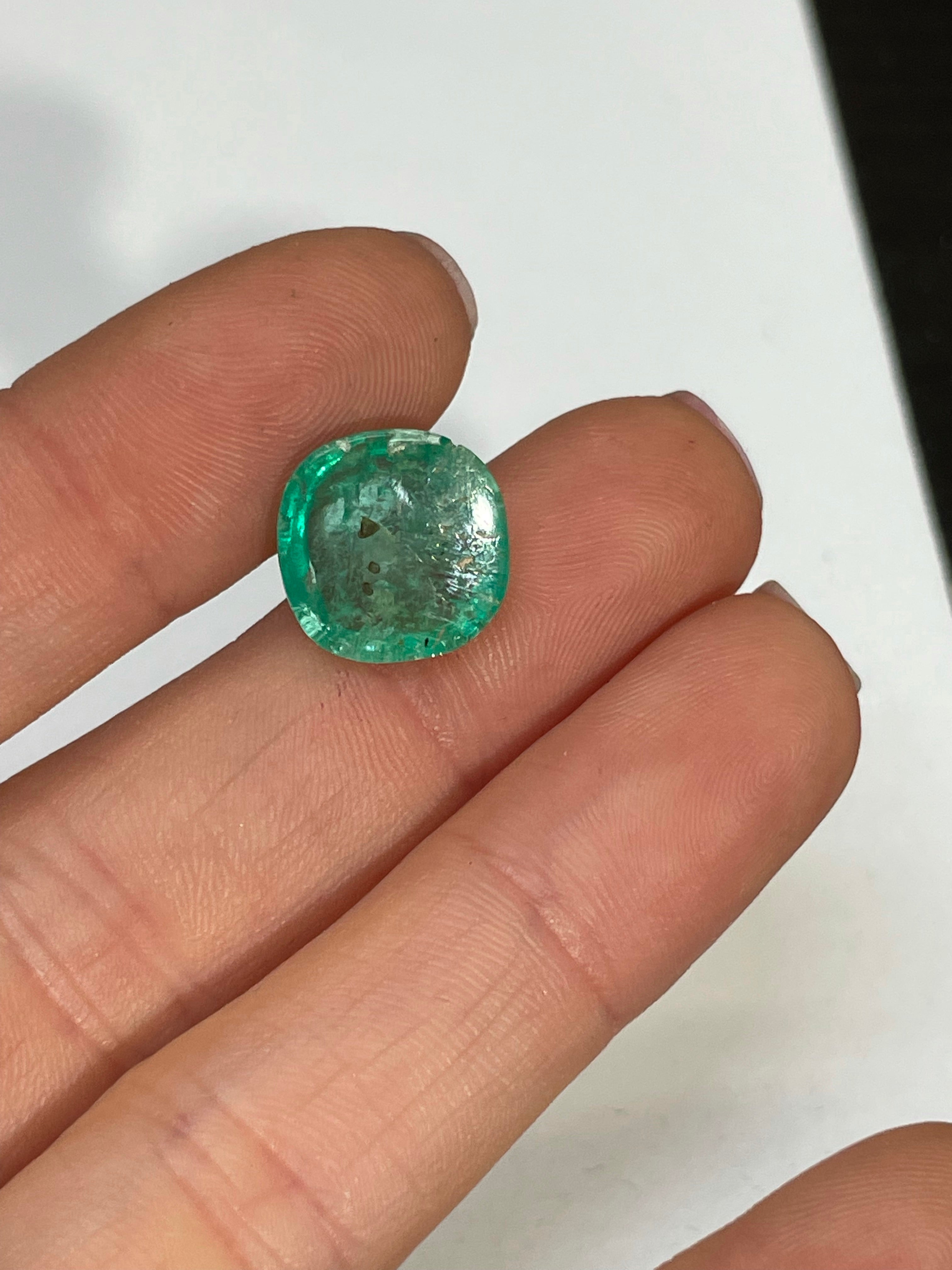 4.88CT Natural Emerald Loose Cabochon 14x12mm