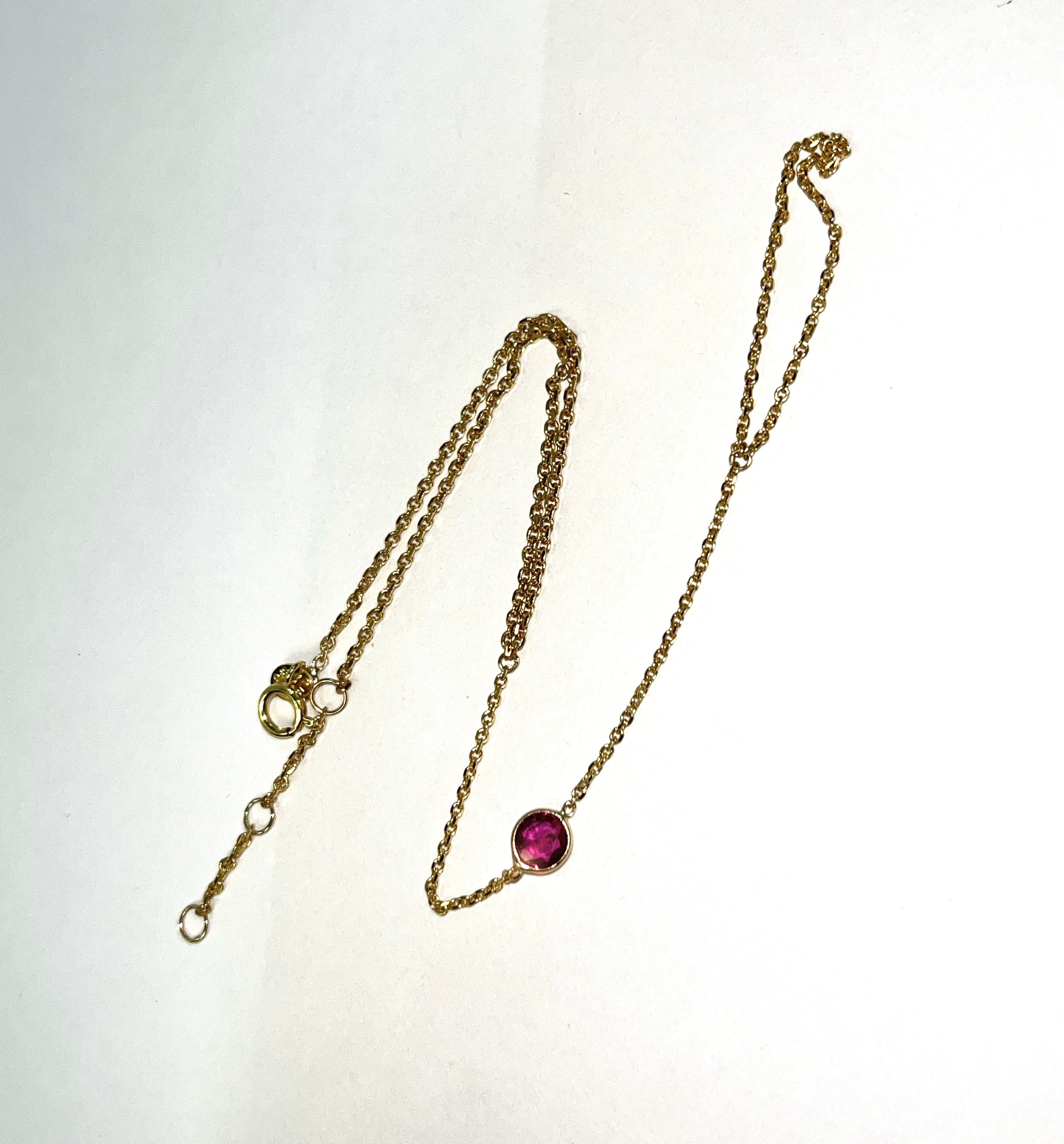Round Ruby Hand Chain Bracelet in Solid 14K Yellow Gold