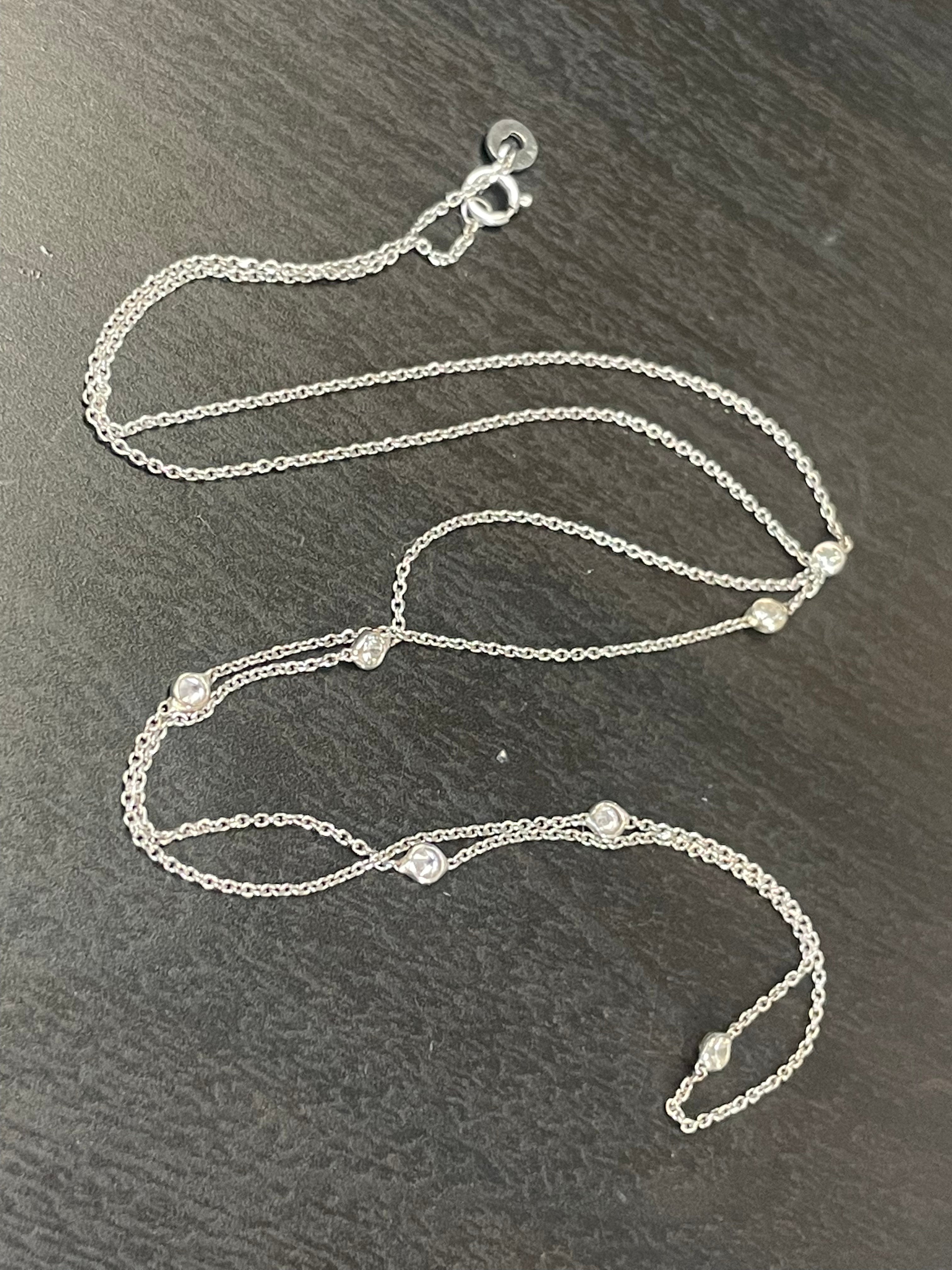 .55CT Diamonds by the Yard 7 Stone 14K White  Gold Necklace 20”