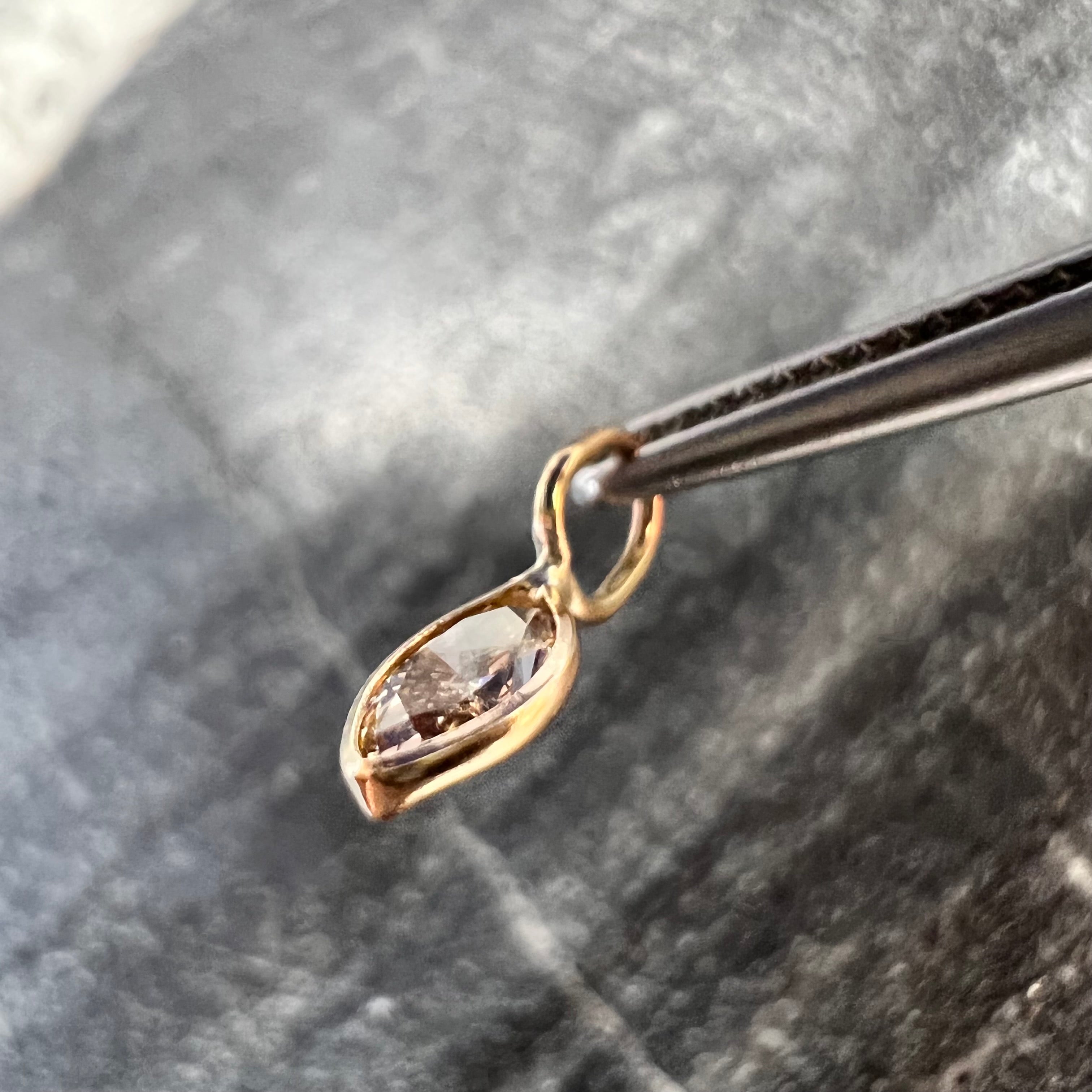 .15CT Natural Champagne Marquise Diamond 14K Yellow Gold Pendant Charm 12x3.5mm
