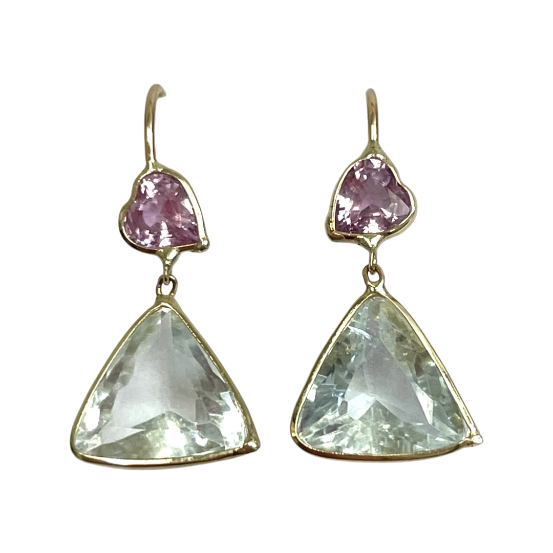 Aquamarine Pink Sapphire Earrings