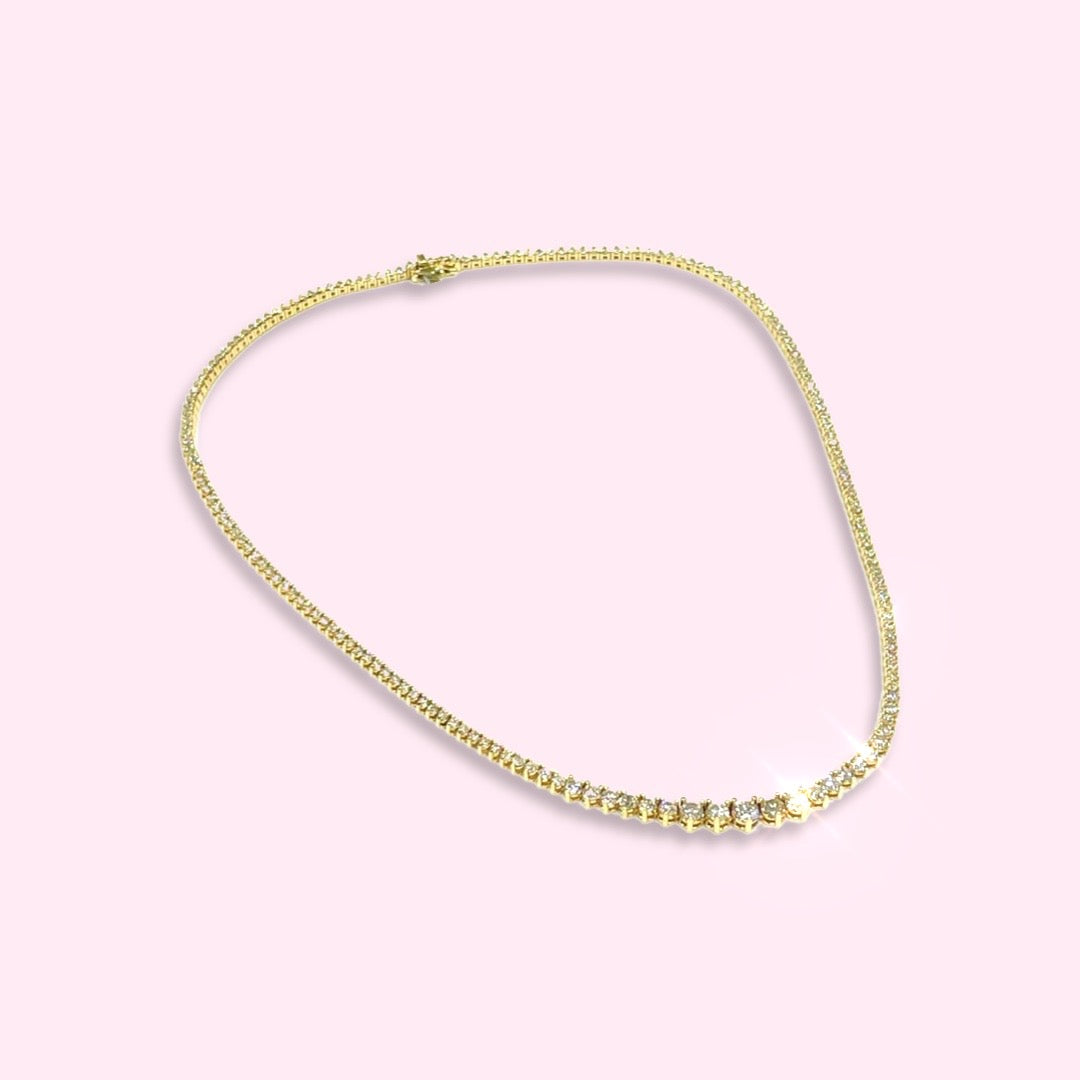 6.82CTW Diamond Riviera Necklace in solid 18k Yellow Gold
