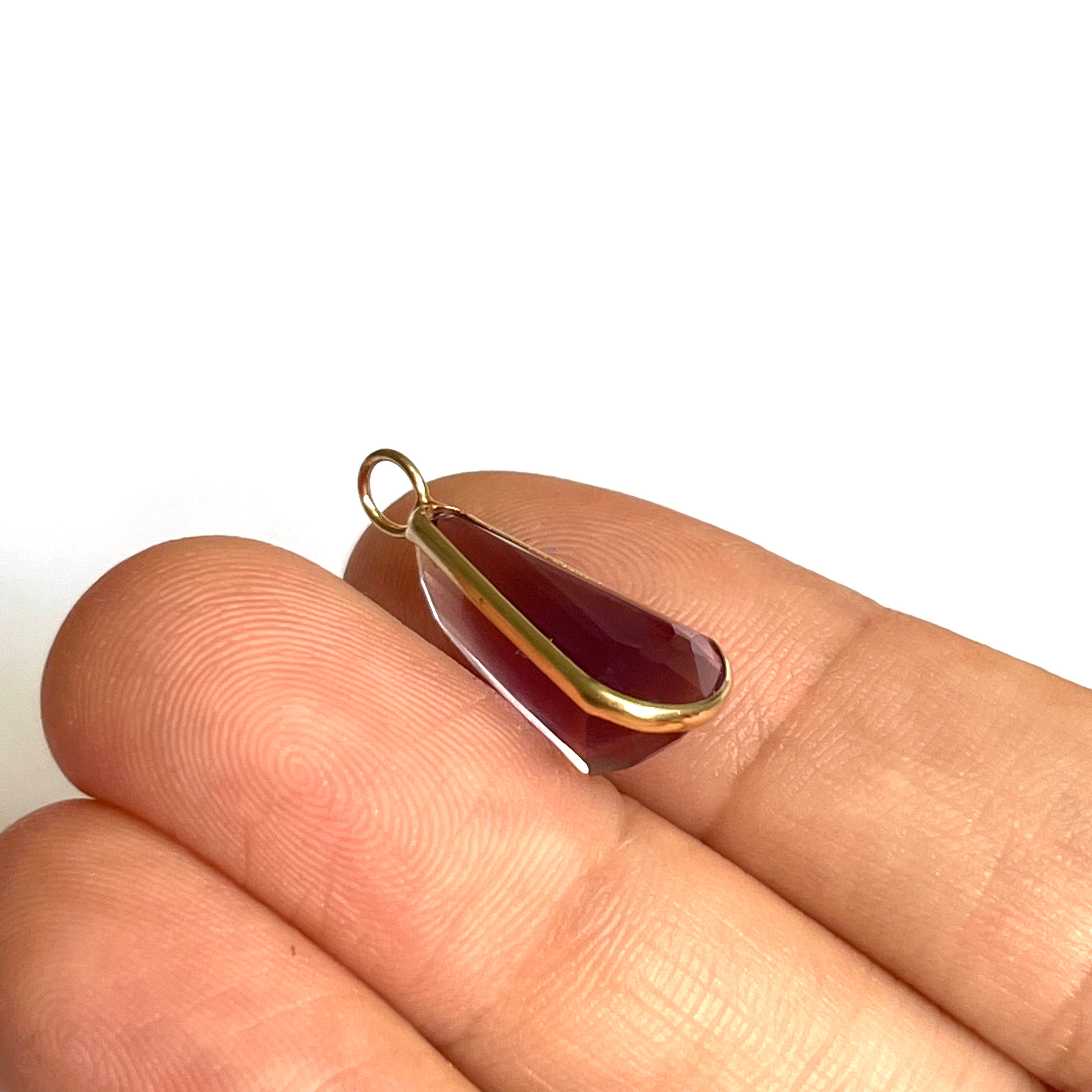 6.6ct Natural Amethyst 14K Yellow Gold Pendant Charm 22x10mm