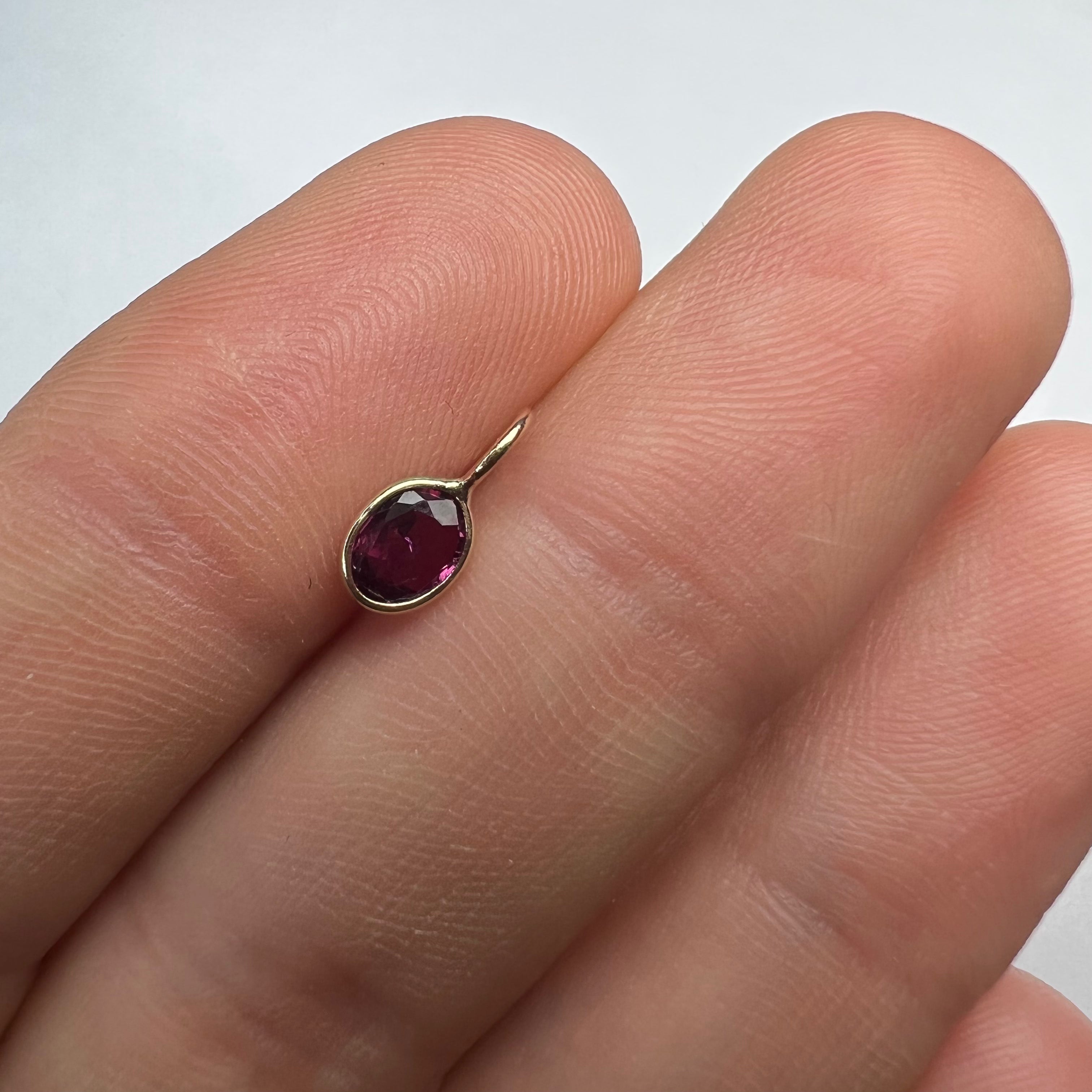 .60CT Natural Oval Ruby 14K Yellow Gold Pendant Charm 10x4mm