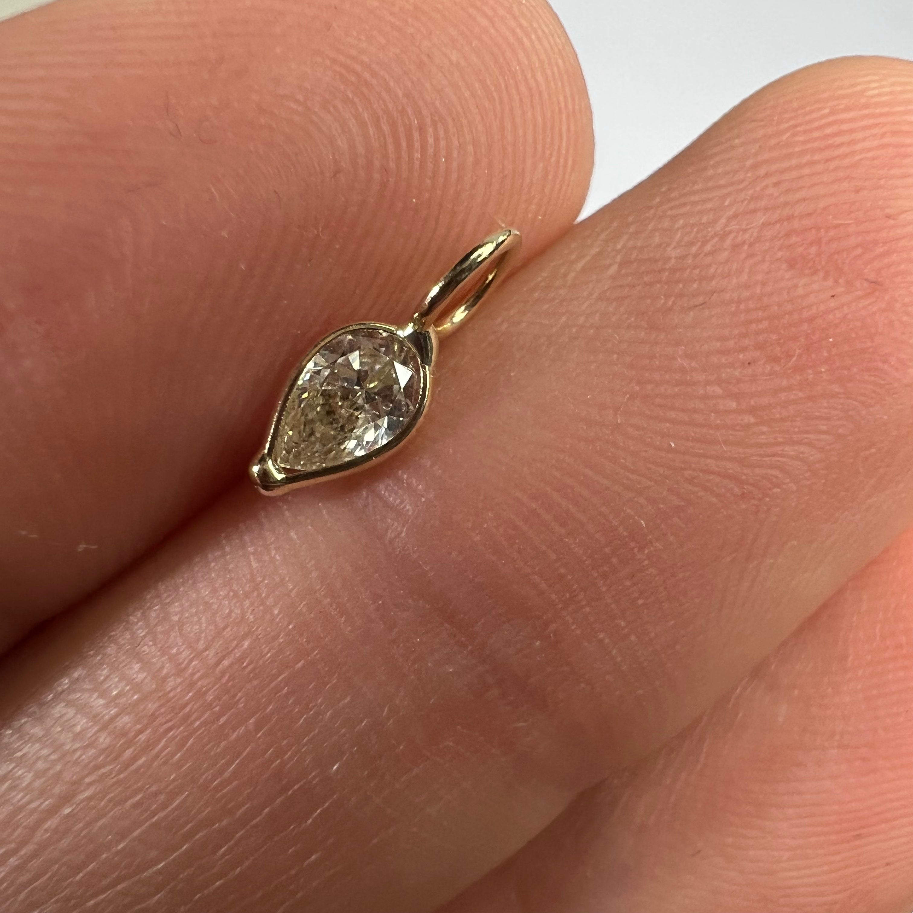 .25ct Pear Diamond Pendant Charm 14K Gold 10x4mm