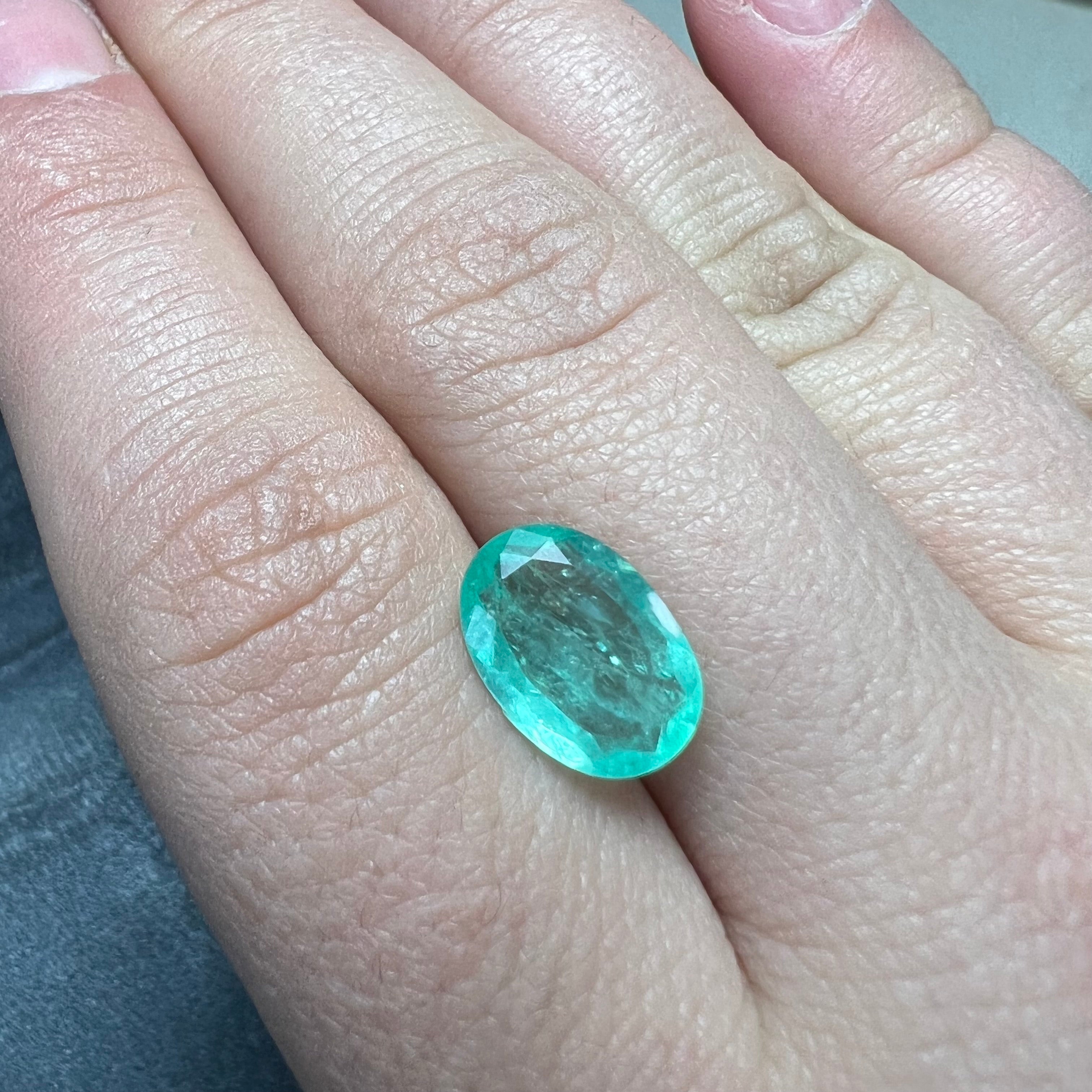 2.59CT Natural Colombian Emerald Loose Oval Cut 12x8mm