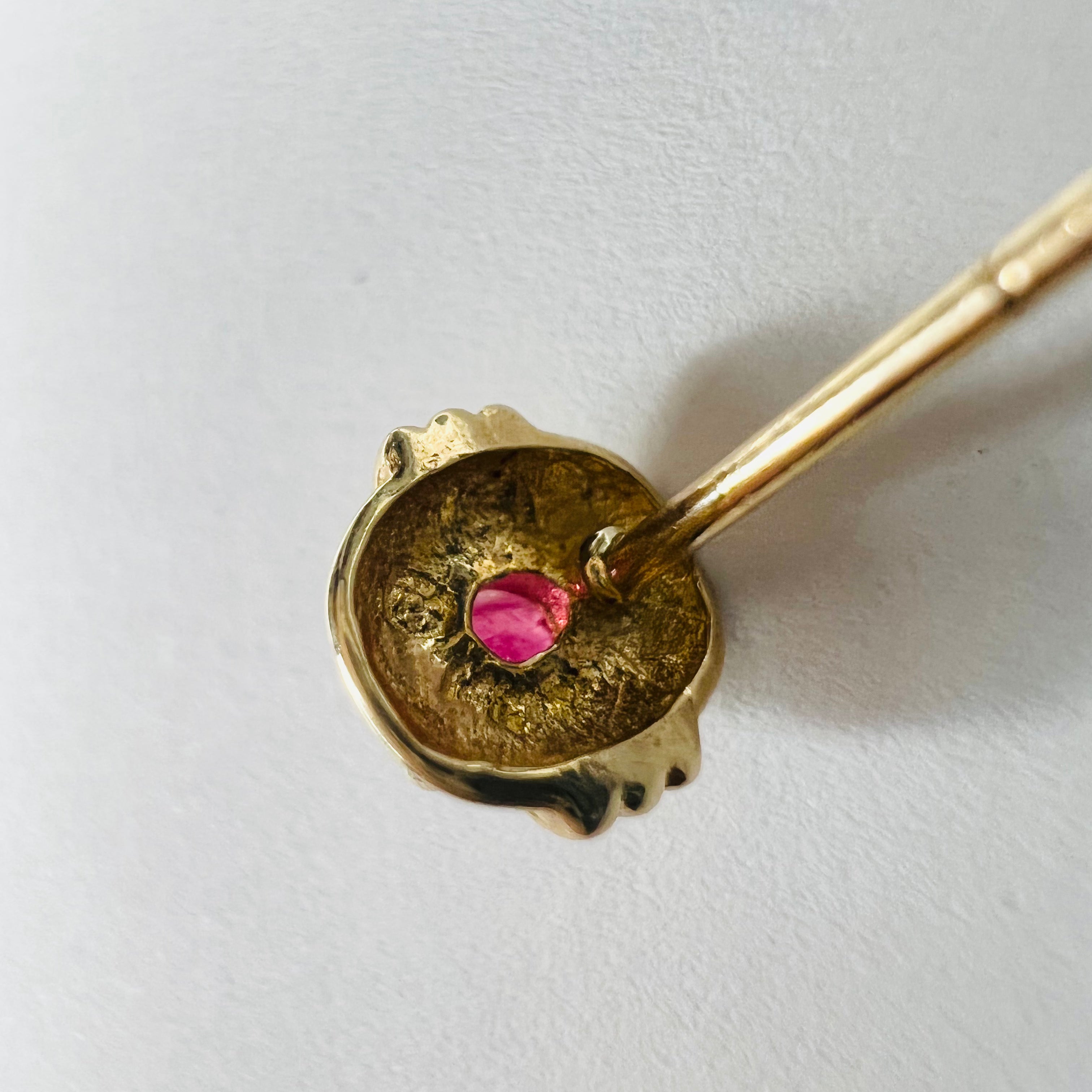 14K Yellow Gold .43ctw Oval Ruby Earring Pushback Studs 7x7mm