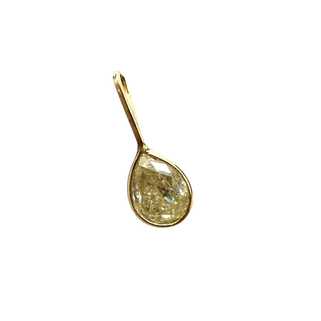 .33CT Pear Yellow Diamond Pendant Charm