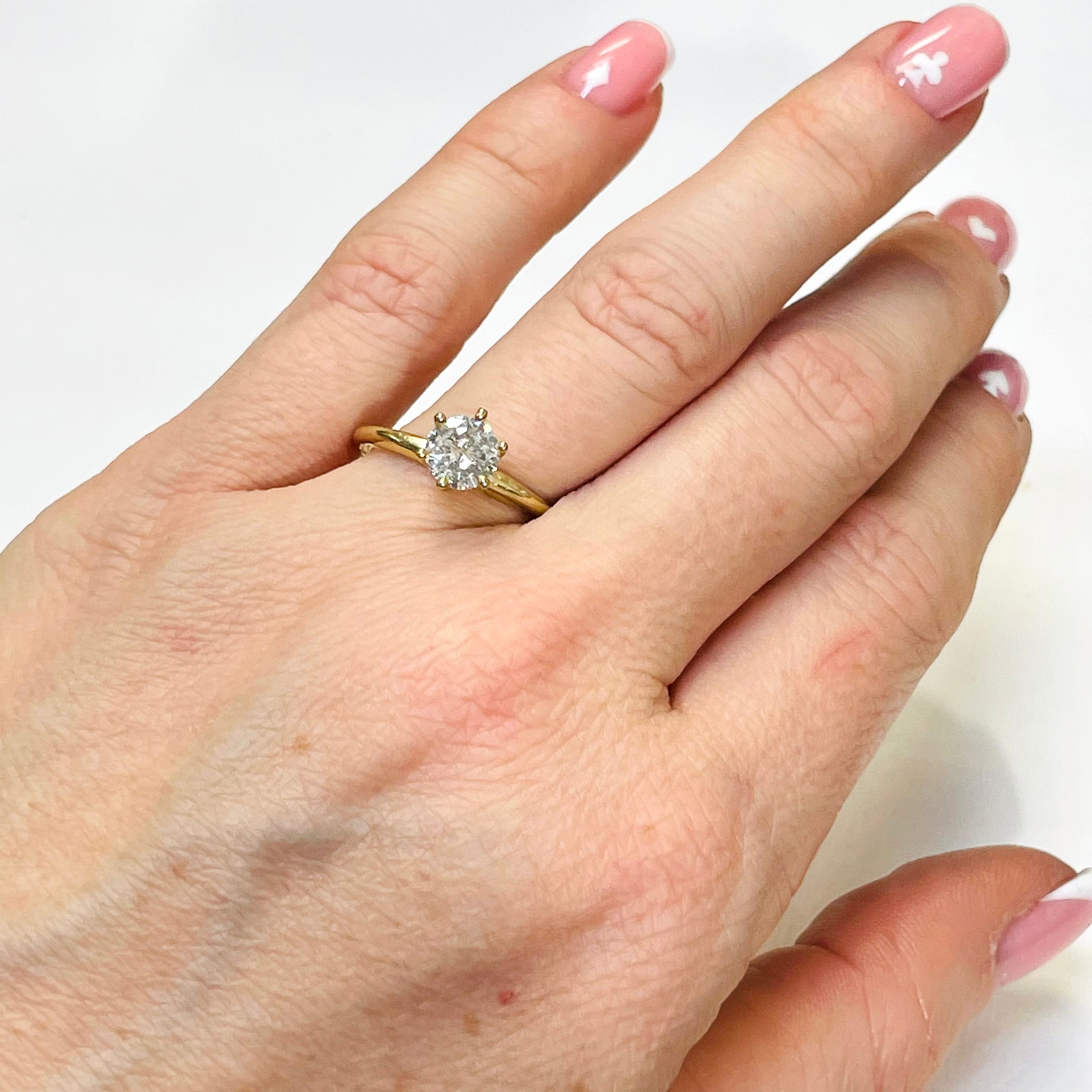 .83CT SI1 H Diamond Solitaire Ring in 14k Yellow Gold Engagement Size 7.75