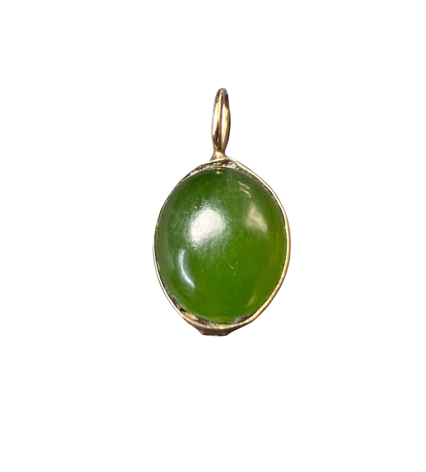 Natural Jade 14K Yellow Gold Pendant Charm 20x11mm