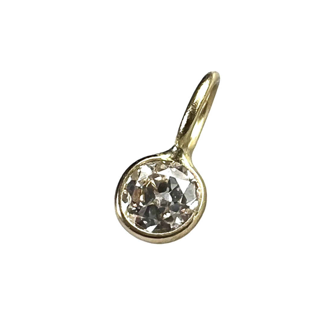 .24ct Round Diamond Pendant Charm 14K Yellow Gold 8x3mm