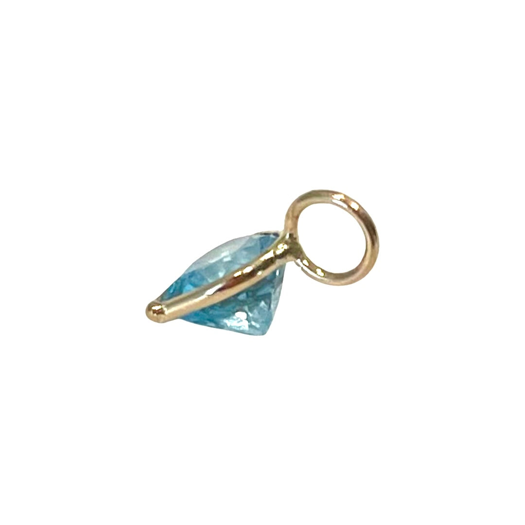 Natural Aquamarine Heart 14K Yellow Gold Pendant Charm 11x7mm