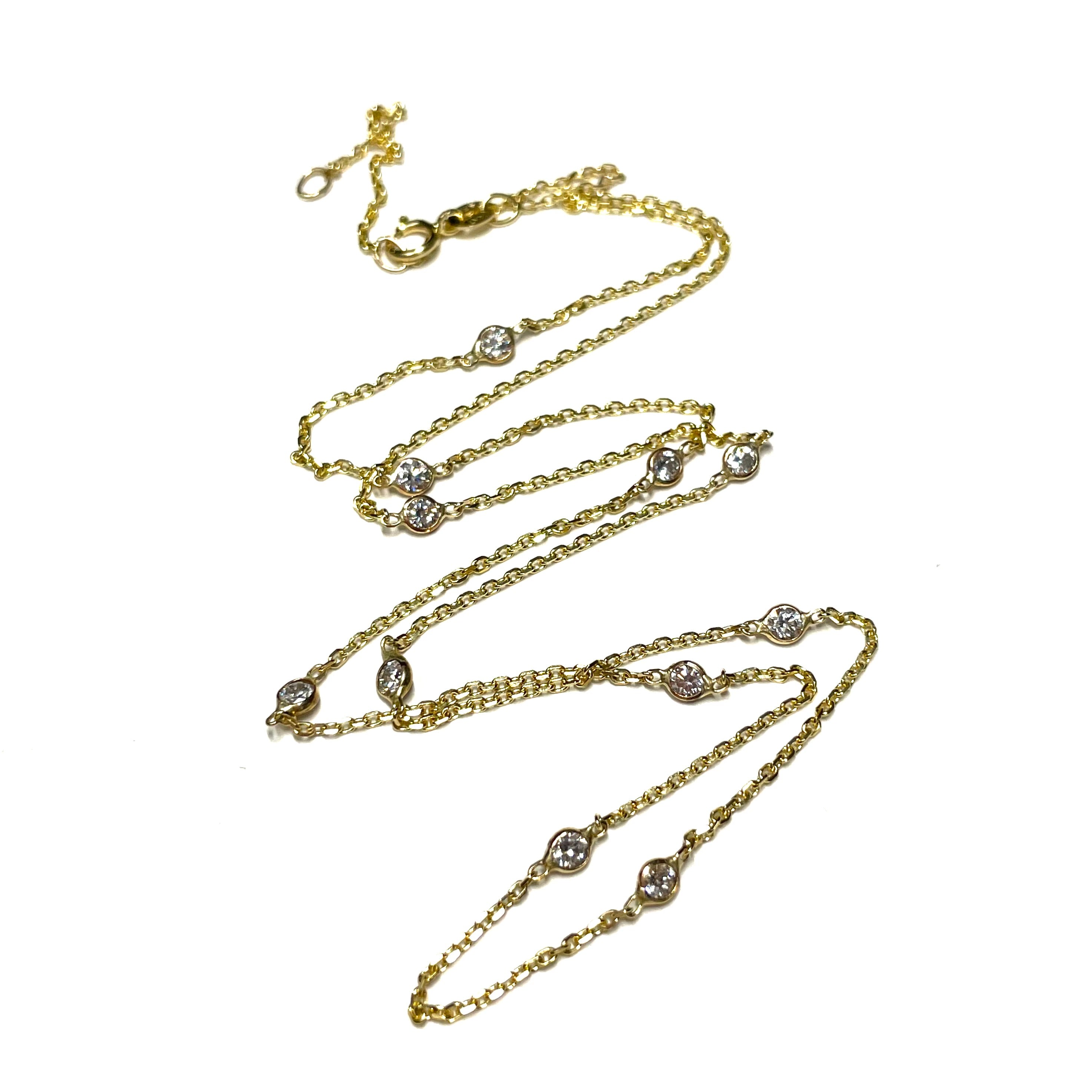 1CTW Diamonds By The Yard 20"-22" 14k Yellow Gold Necklace
