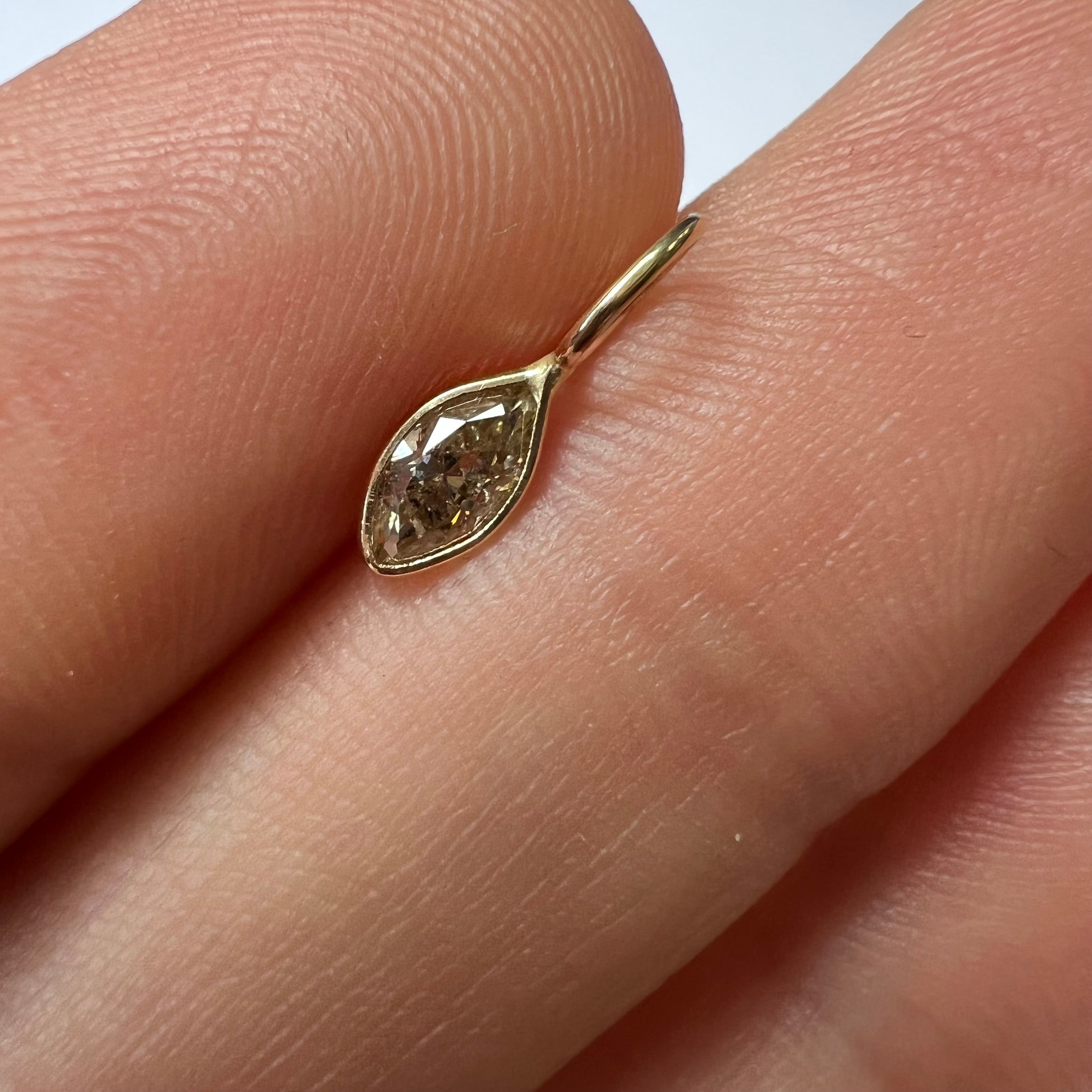 .15CT Natural Champagne Marquise Diamond 14K Yellow Gold Pendant Charm 12x4mm