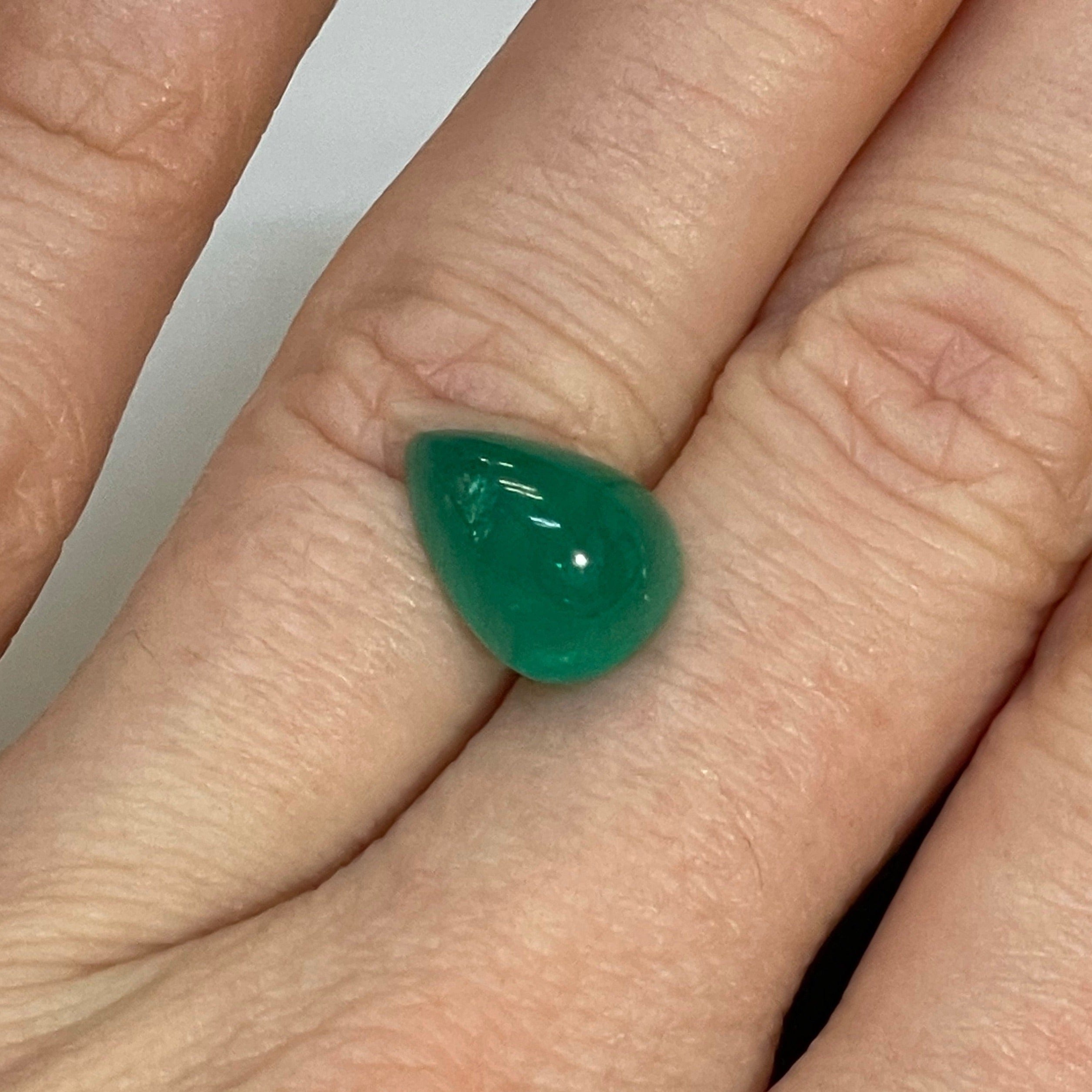 3.72CT Natural Emerald Loose Pear Cabochon 12x9mm