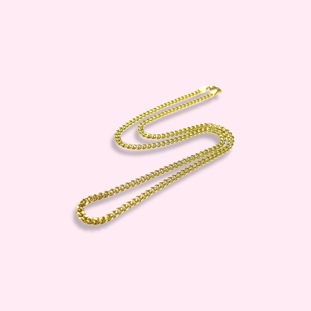 Solid 14K Yellow Gold Cuban Link Necklace Chain