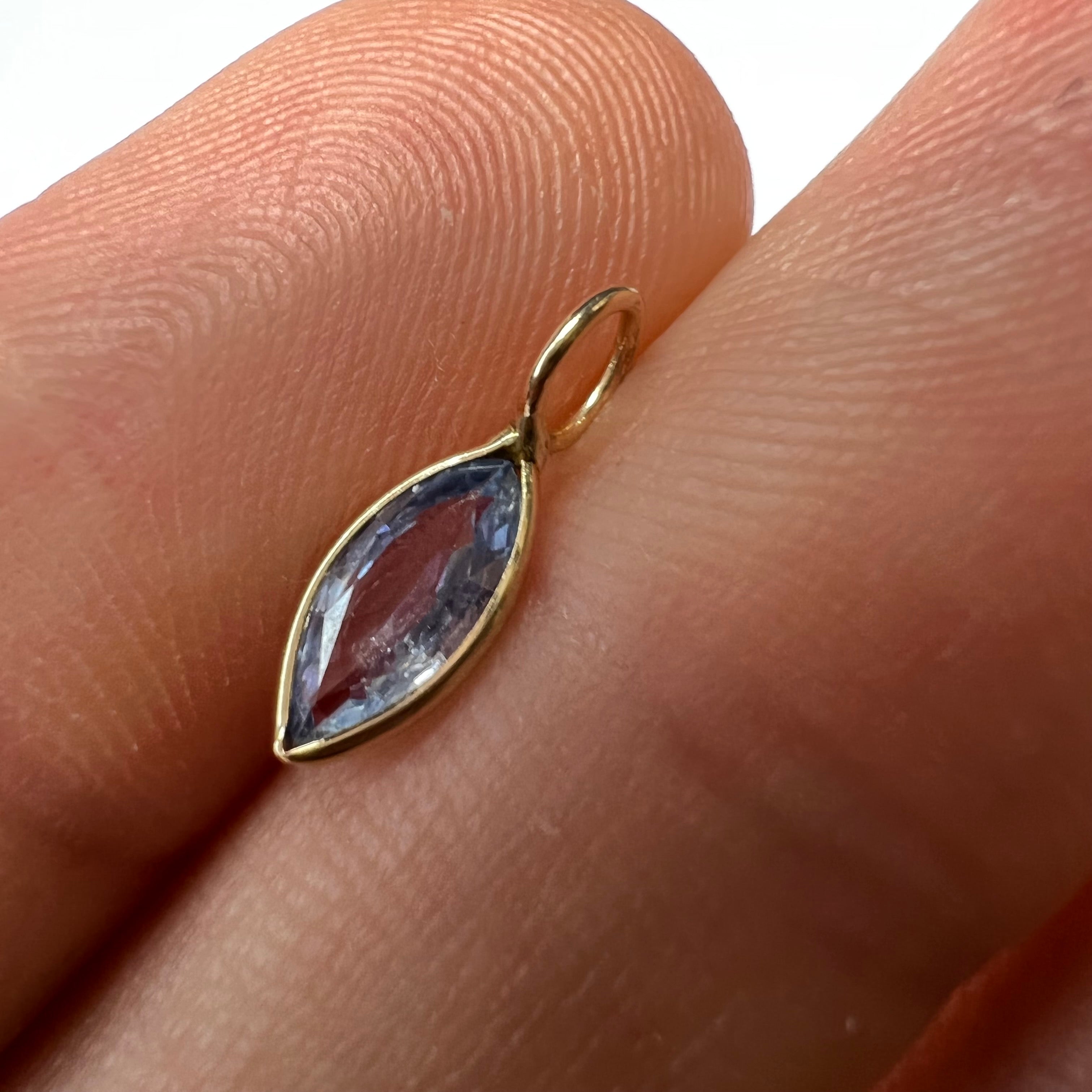Natural Marquise Sapphire 14K Yellow Gold Pendant Charm 13x4.5mm