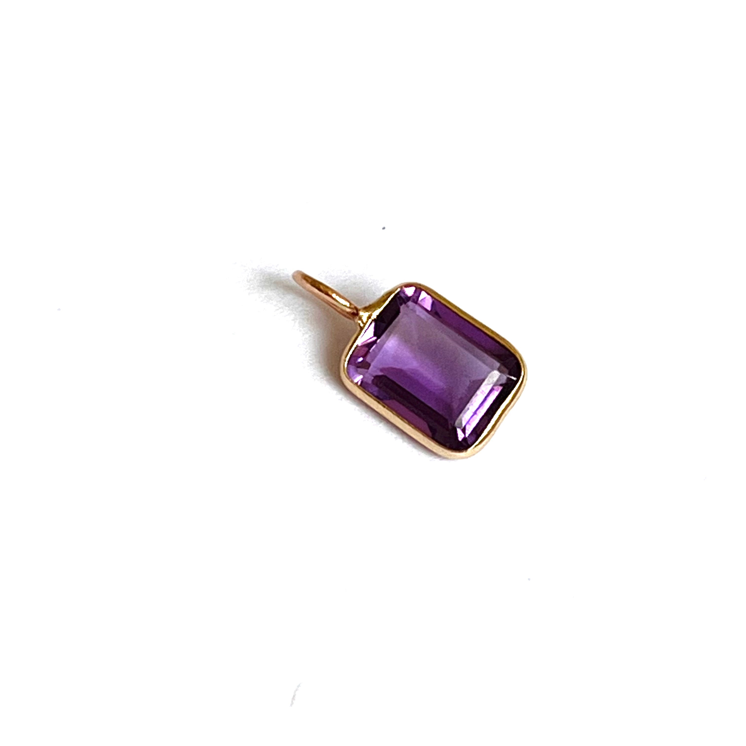 1.60ct Natural Amethyst 14K Yellow Gold Pendant Charm 13x7mm