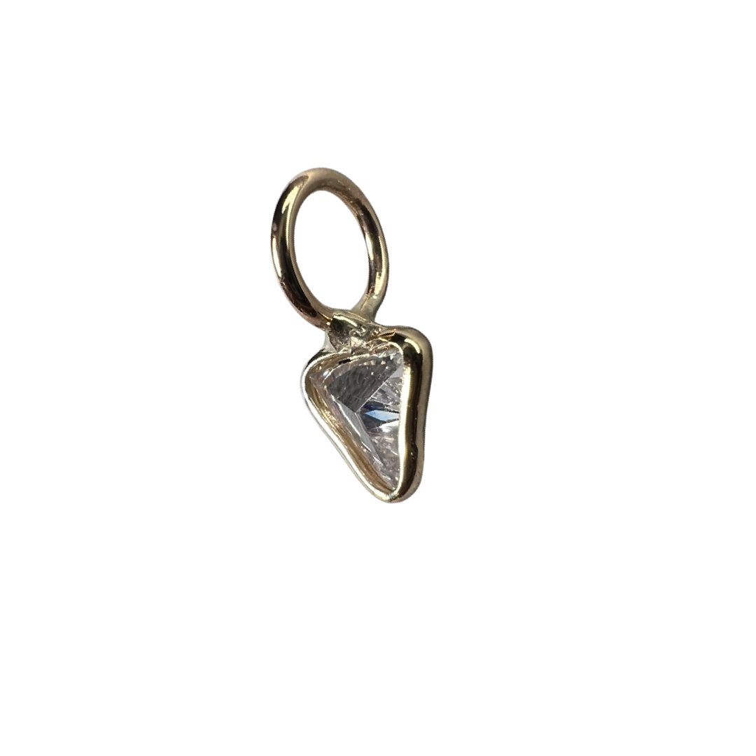 .15ct Trillion Cut Dimond Charm 14K Yellow Gold