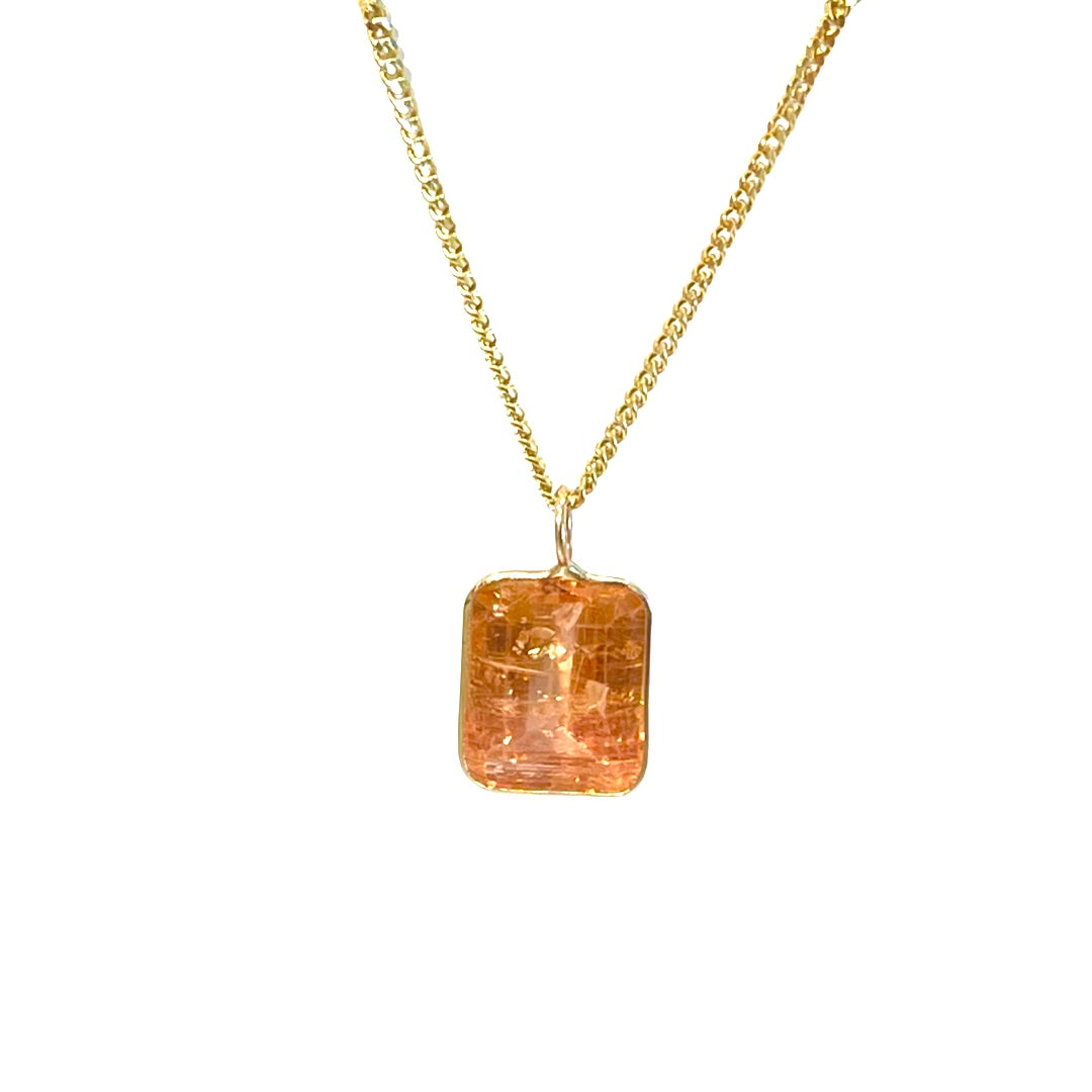 Natural Imperial Topaz 14K Yellow Gold Pendant Charm 16x9.5mm