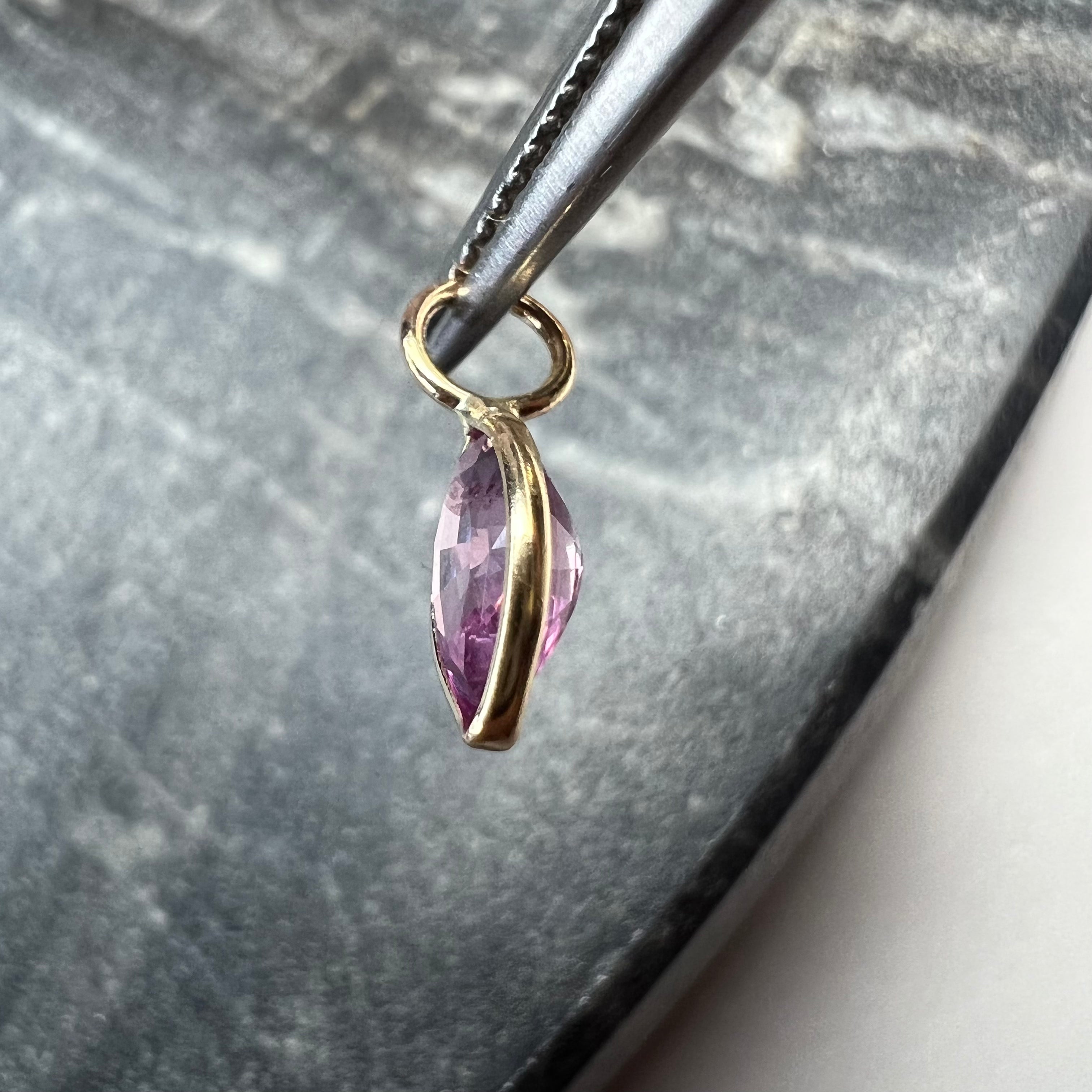 .90CT Natural Marquise Sapphire 14K Yellow Gold Pendant Charm 12x5mm