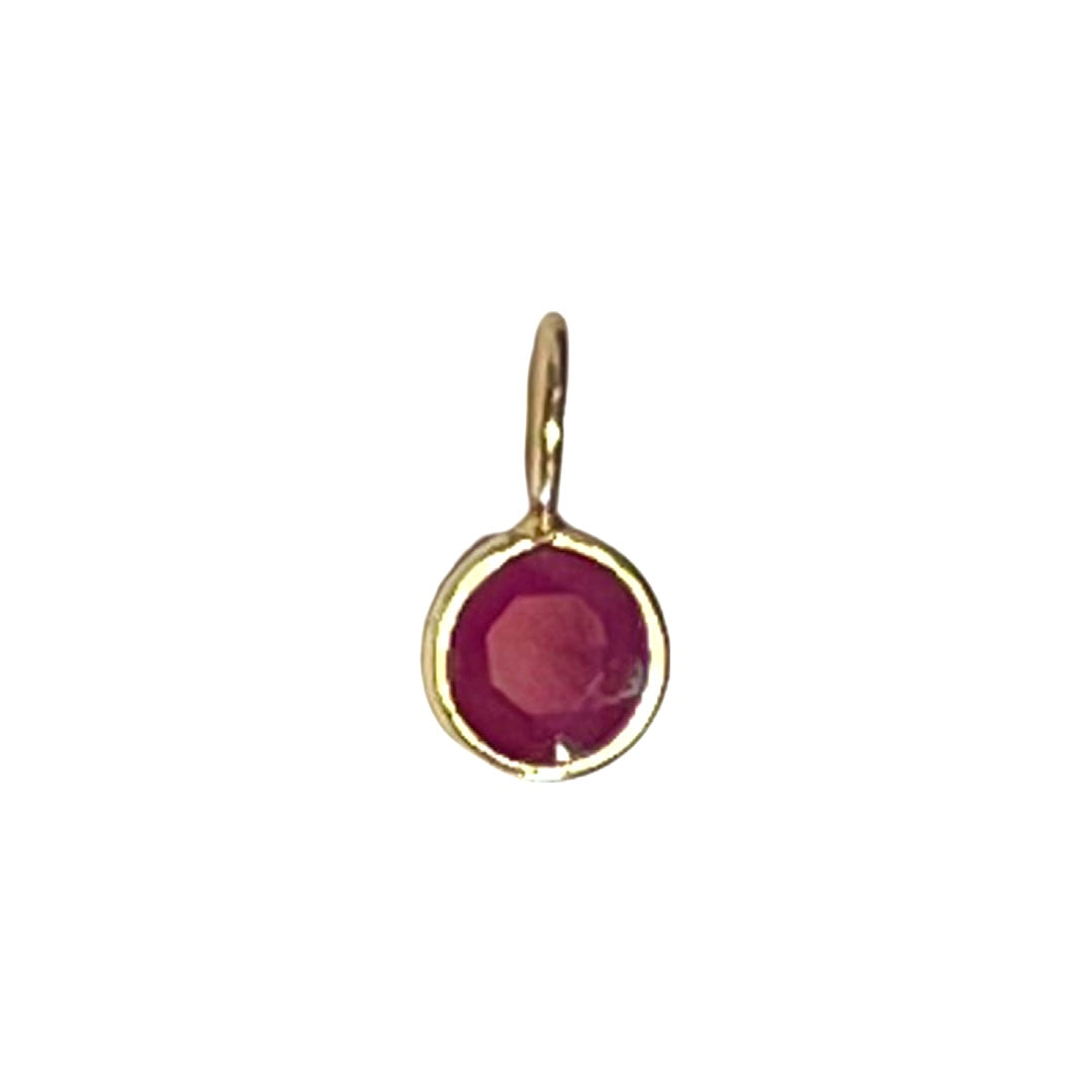 Natural Round Ruby 14K Yellow Gold Pendant Charm 9x5mm