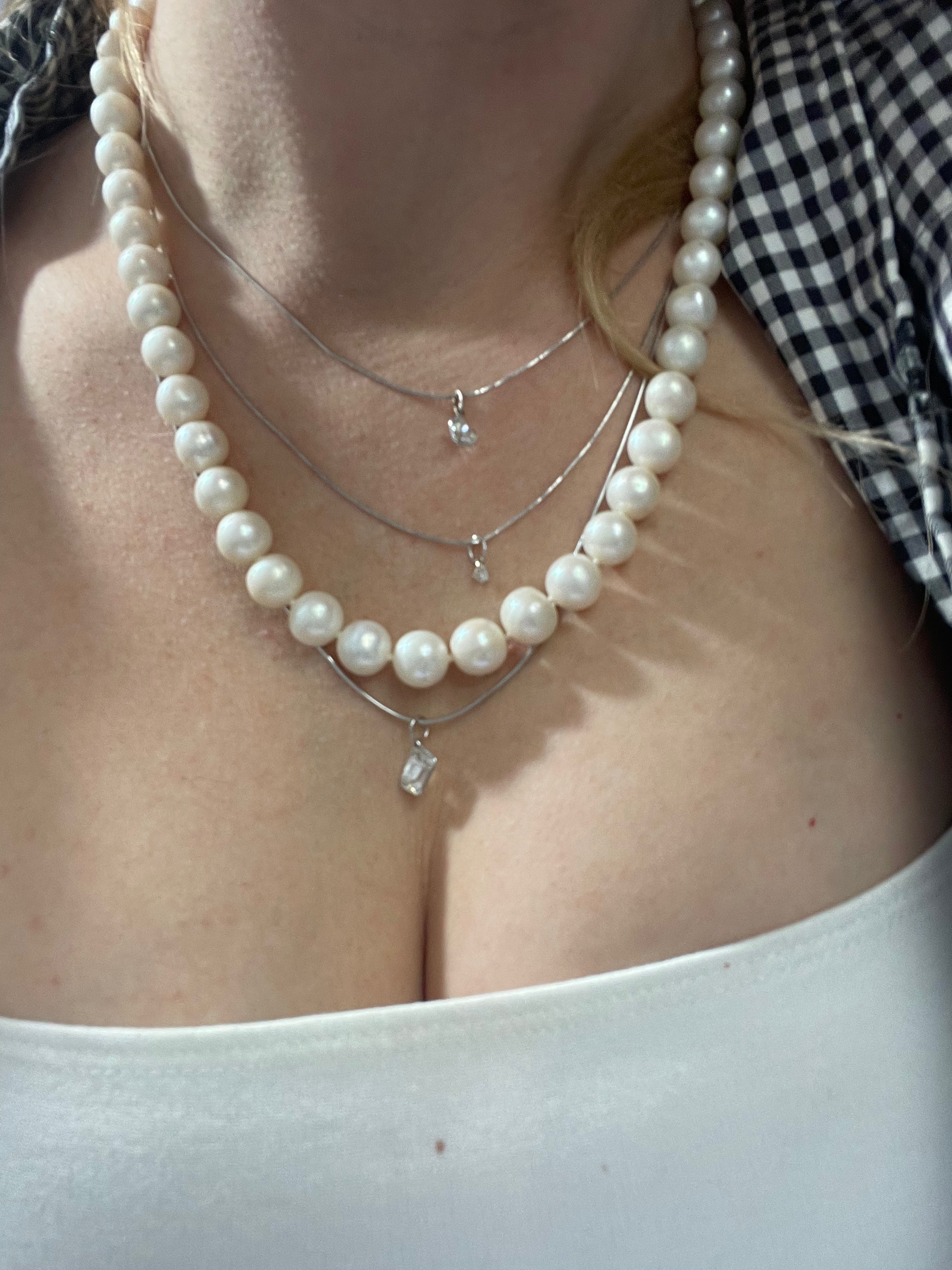 White Pearl 20” 9mm 14K Yellow Gold Necklace