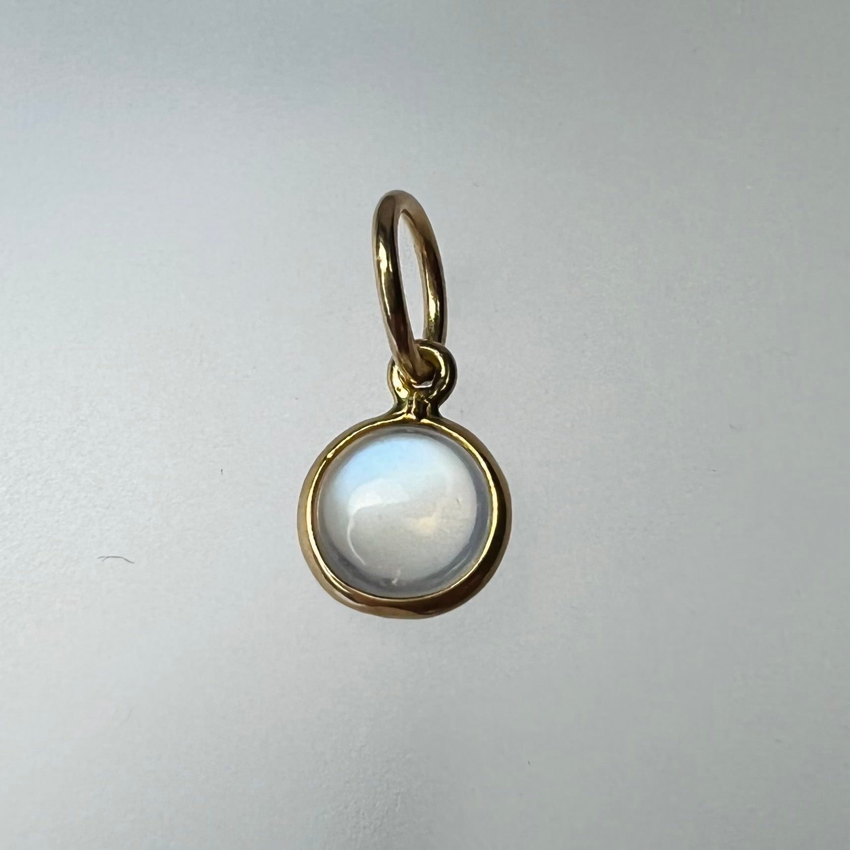 Cabochon Moonstone 14K Yellow Gold Pendant Charm 14x7mm