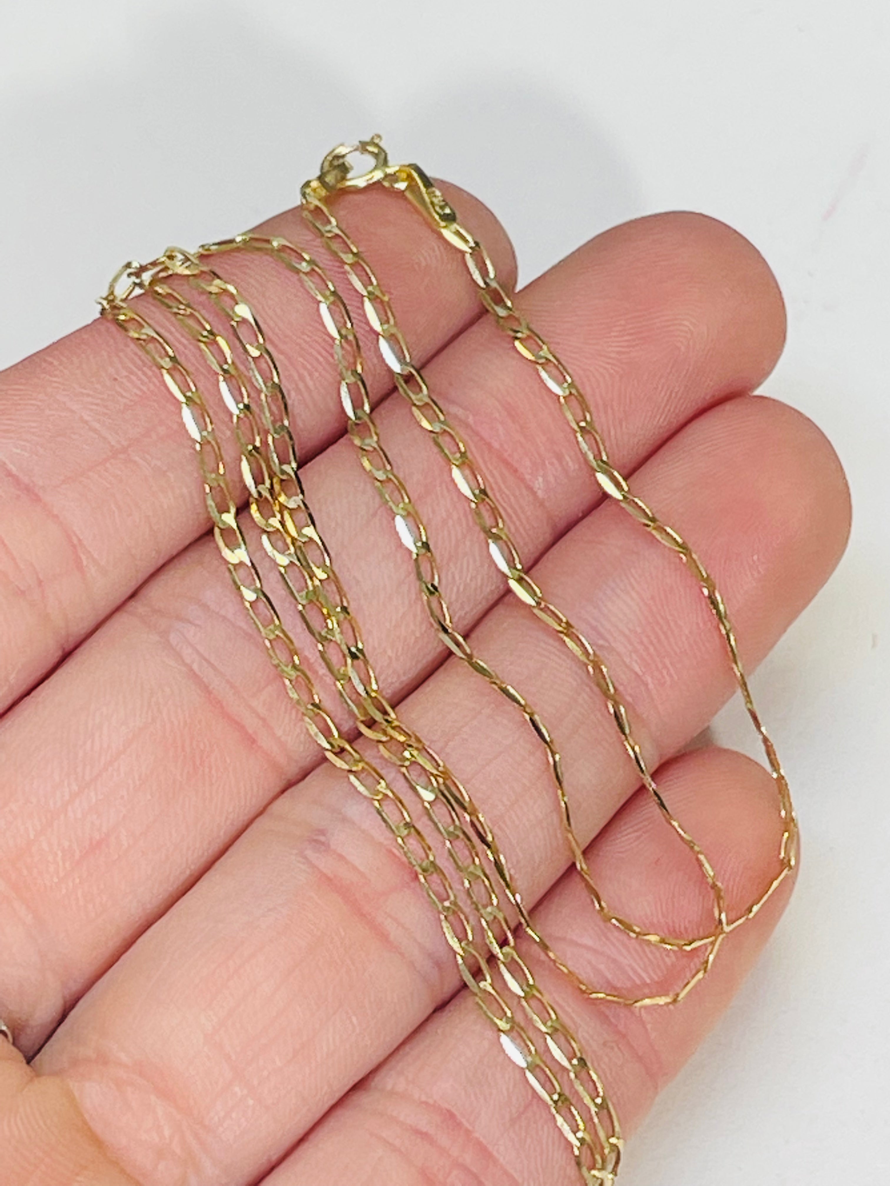 16" 2mm Solid 14K Yellow Gold Curb Link Style Necklace Chain