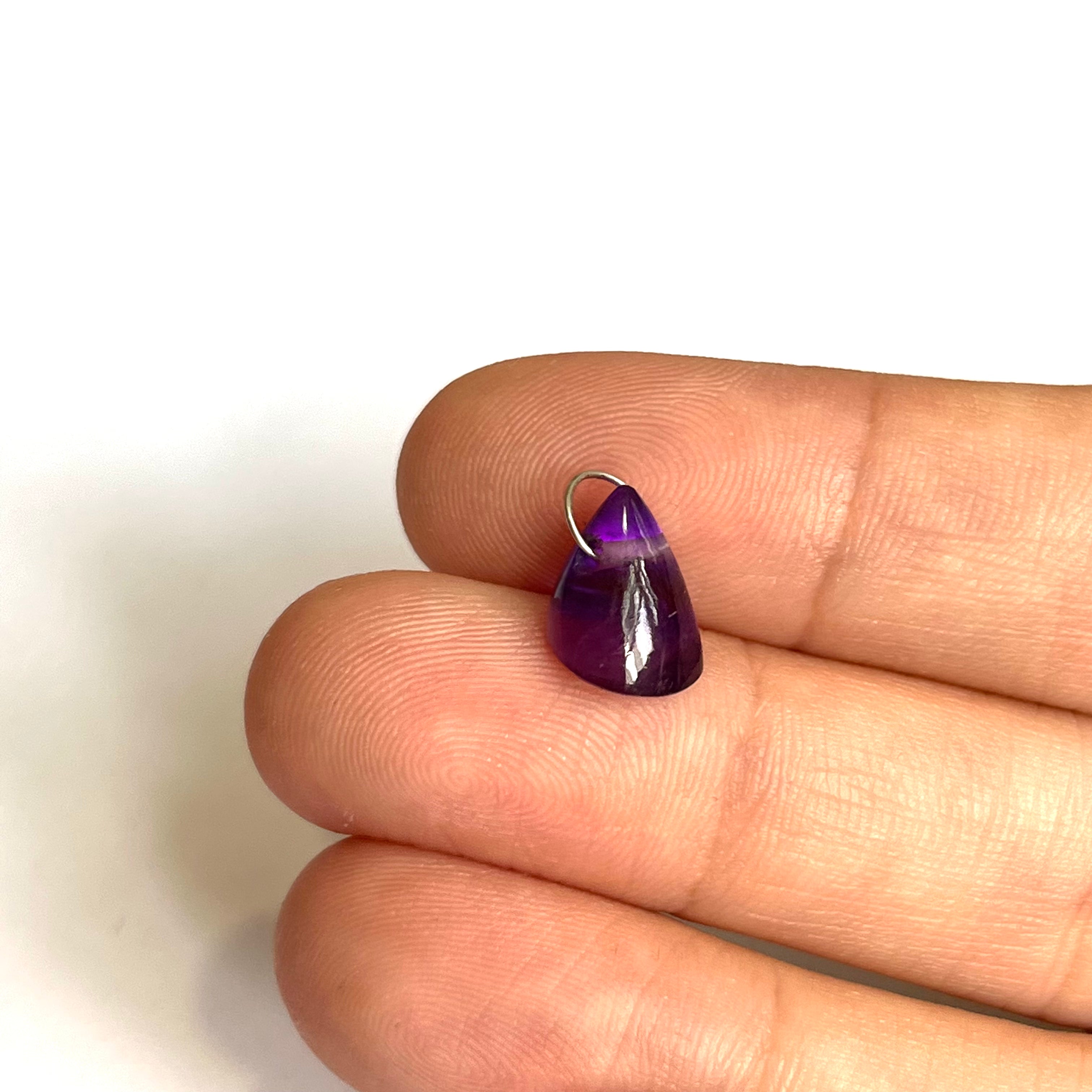 3.2ct Natural Amethyst Cone 14K Yellow Gold Pendant Charm 12x8mm