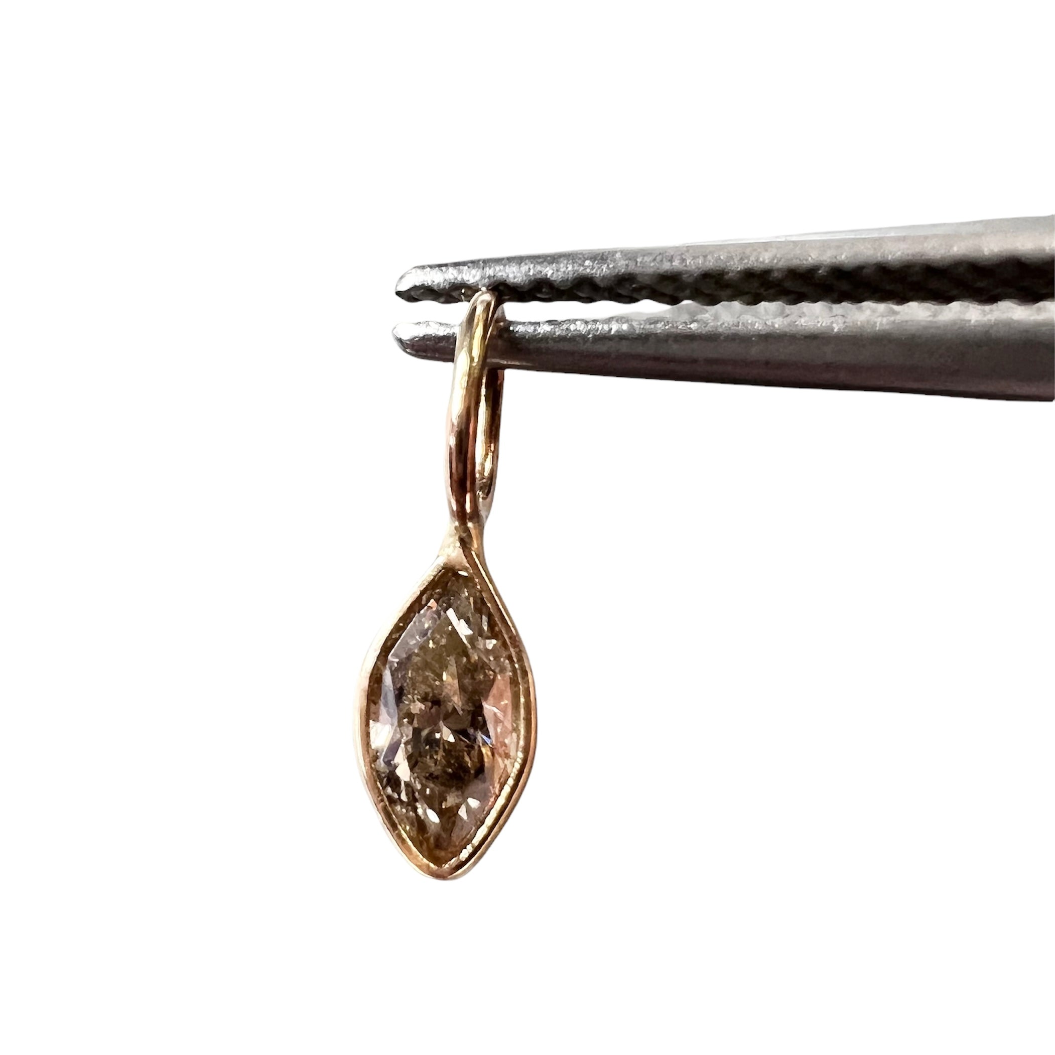 .15CT Natural Champagne Marquise Diamond 14K Yellow Gold Pendant Charm 12x4mm