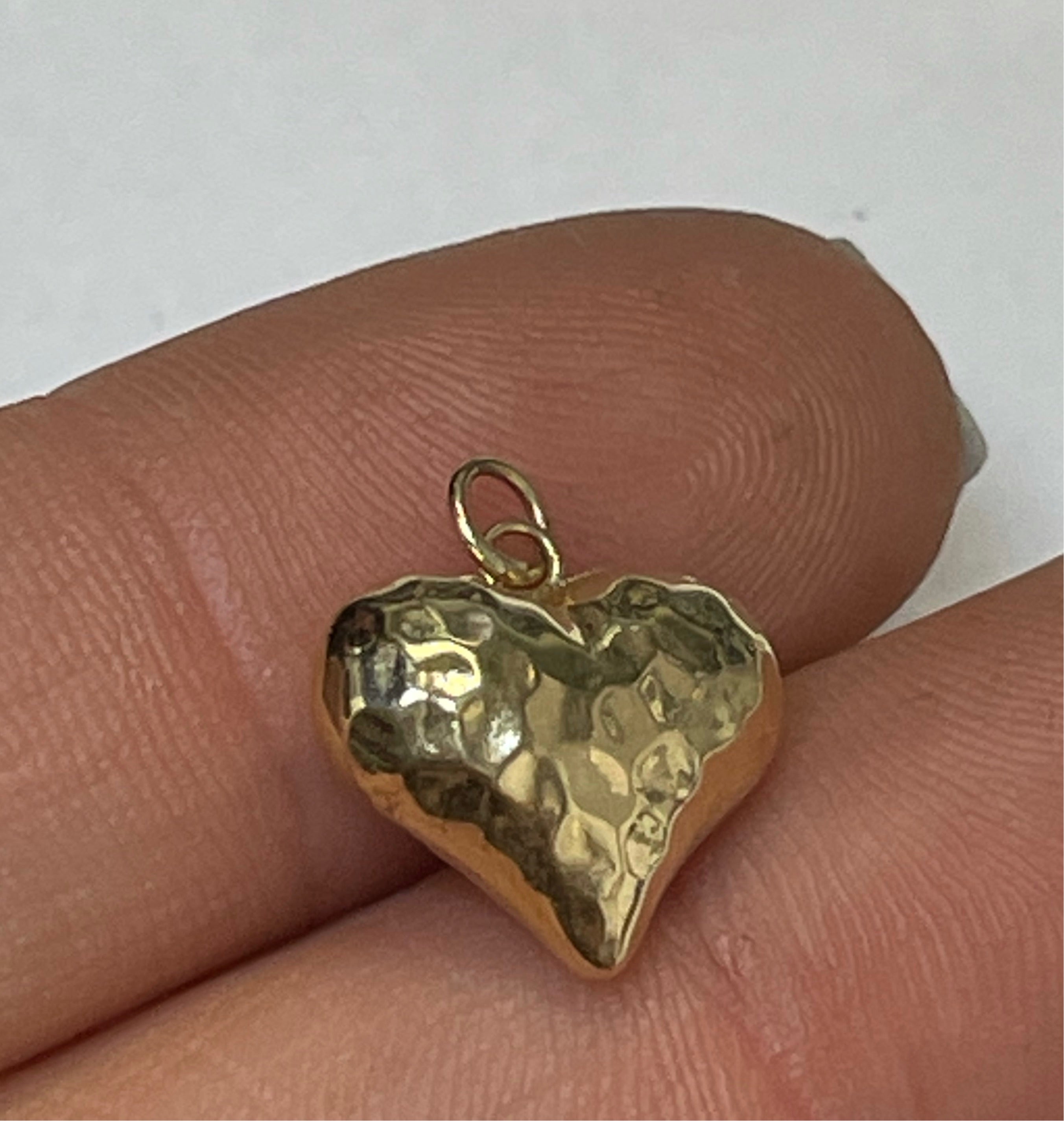 14K Yellow Gold Puffy Heart Pendant Charm