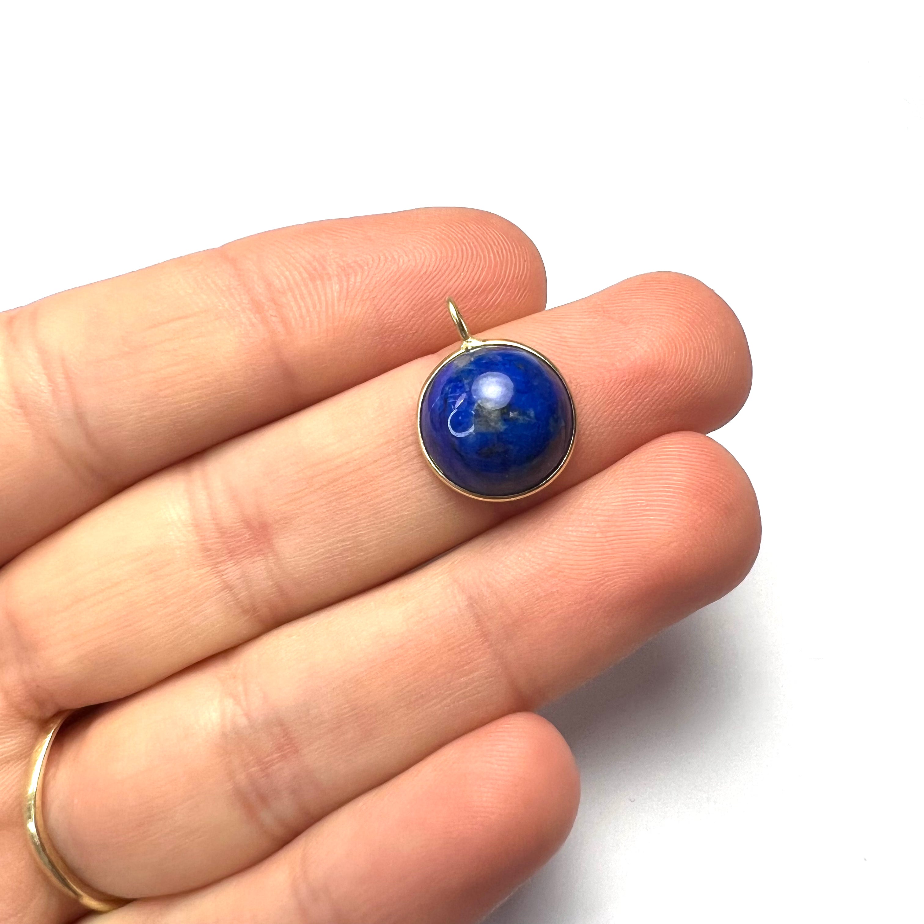 14k Lapis Yellow Gold Pendant Charm 17x12mm