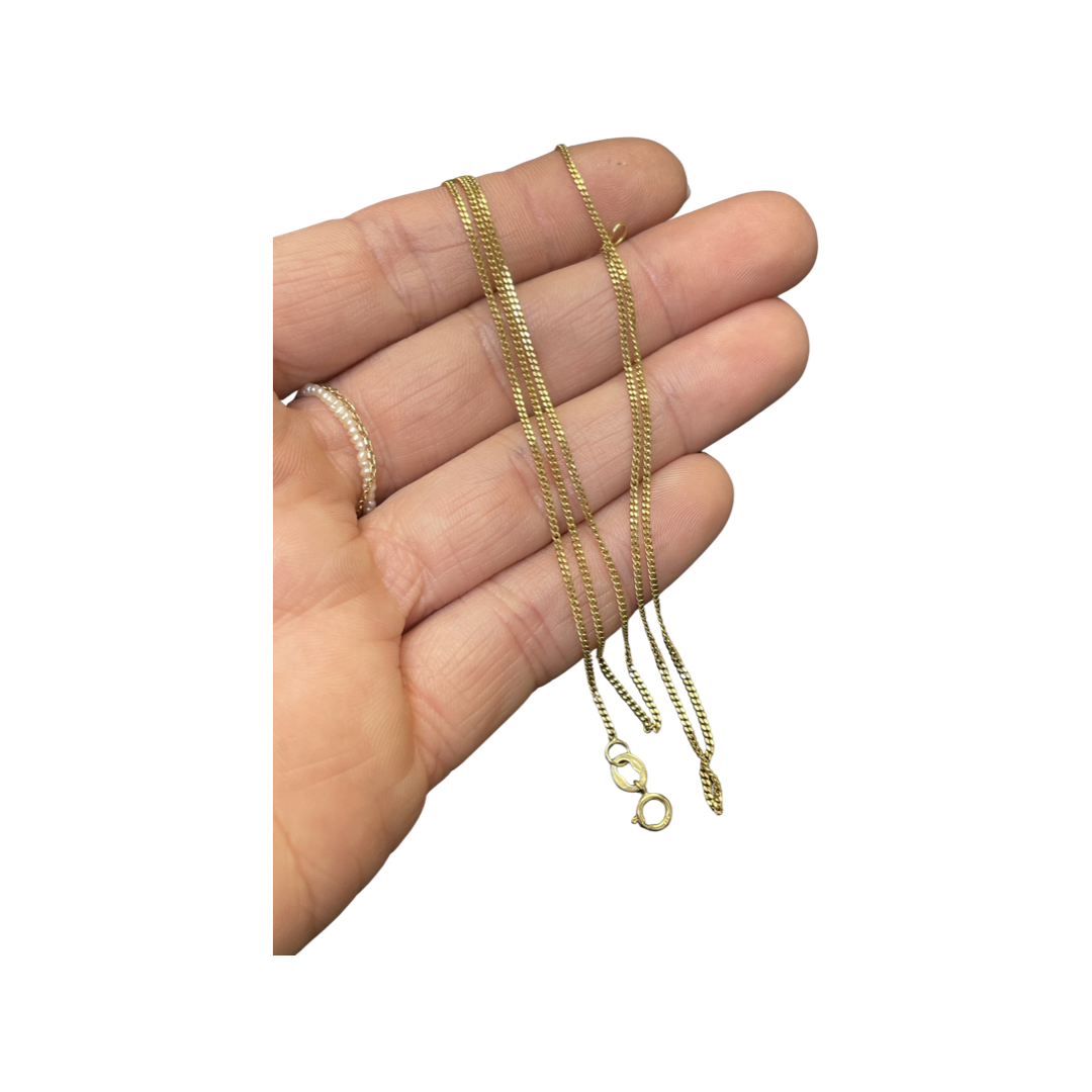 20” 1mm Solid 14K Yellow Gold Curb Chain Necklace