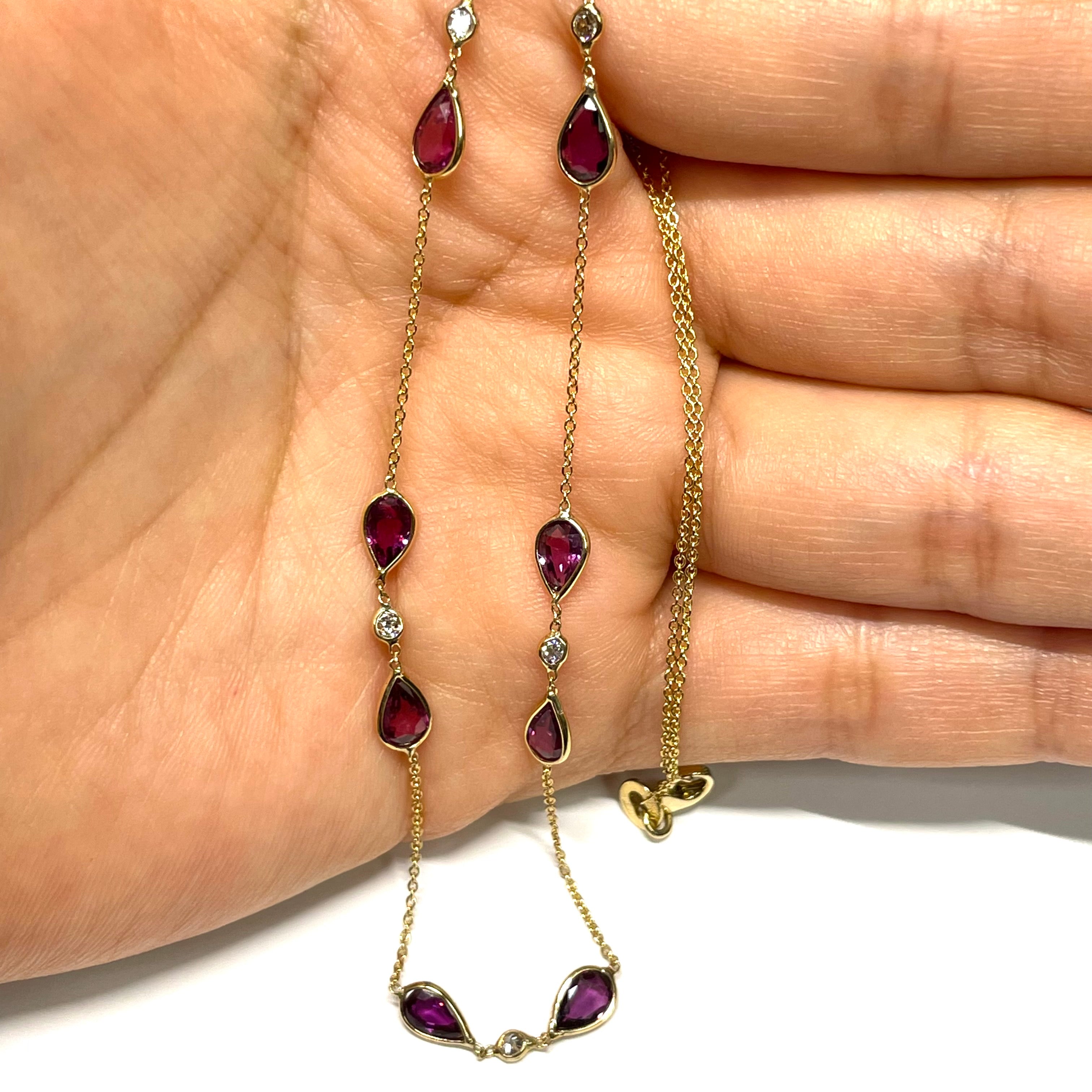 Diamond Rubies 14K Yellow Gold Necklace