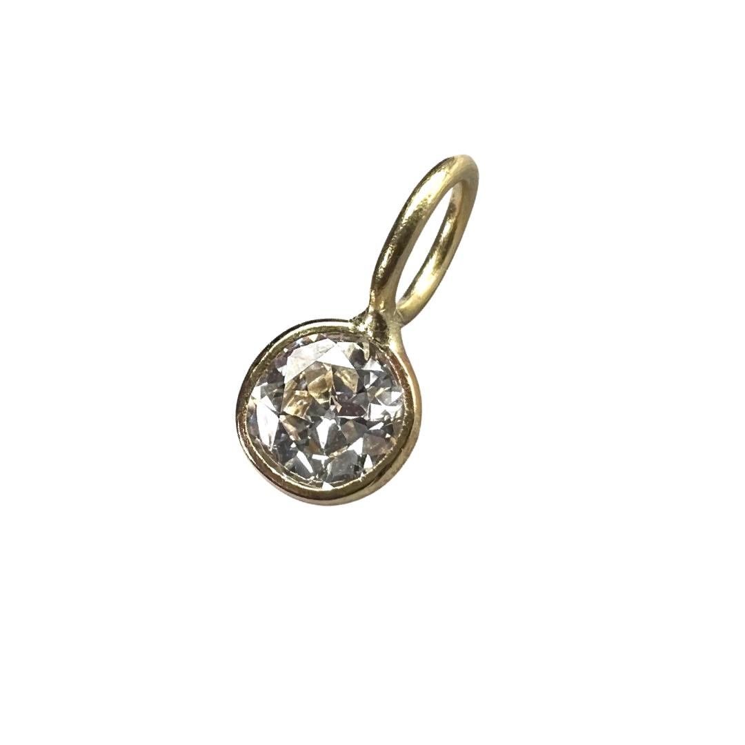 .25ct Round Diamond Pendant Charm 14K Yellow Gold 8x4mm