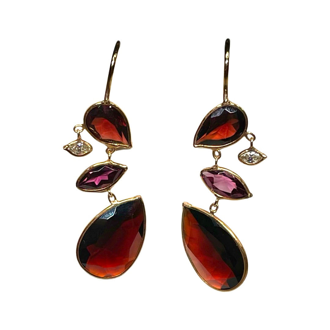 Garnet Diamond Earrings