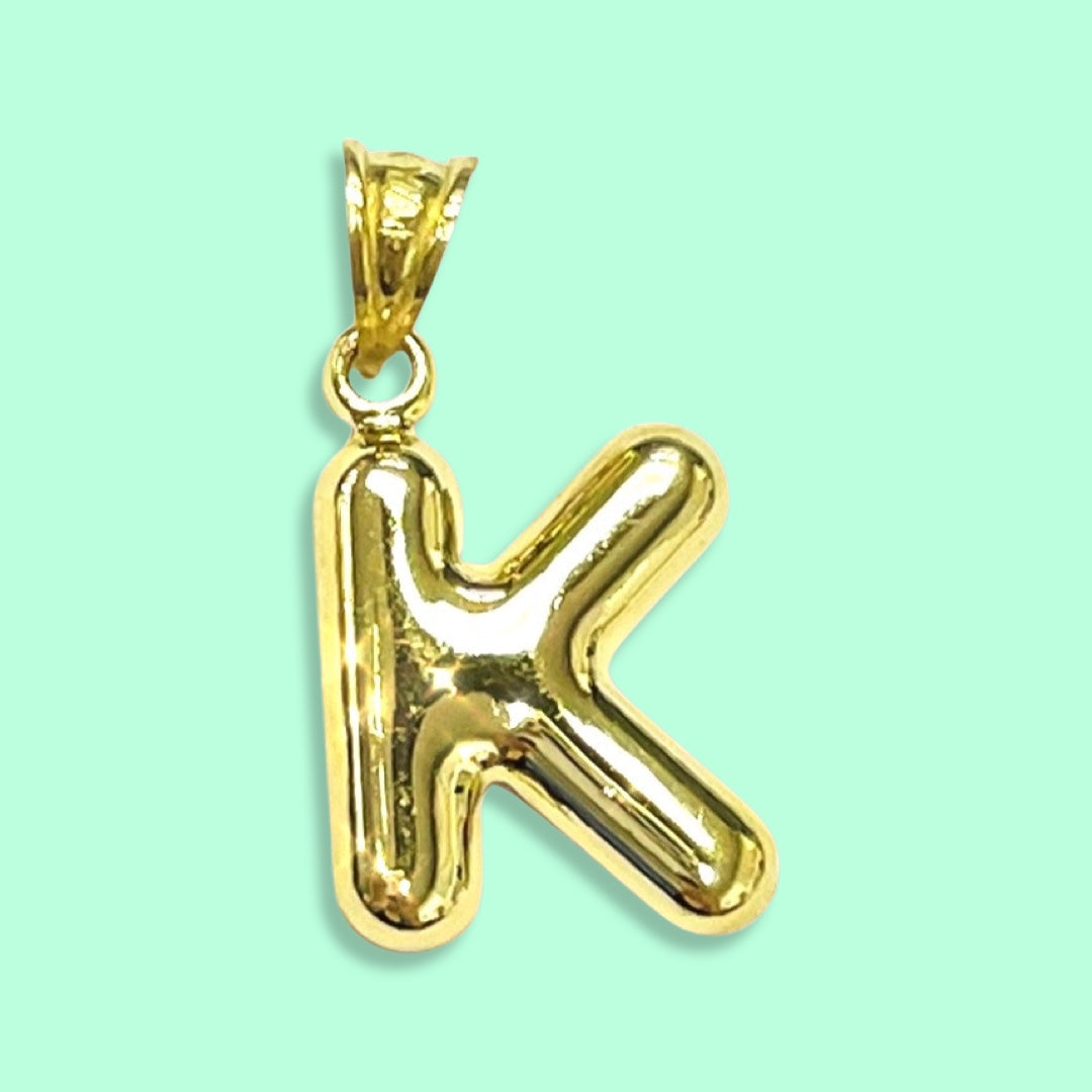 Puffy Balloon Letter 10K Yellow Gold Pendants