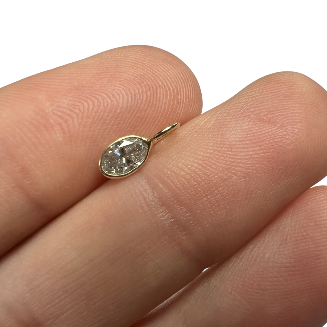 .43ct Diamond Pendant Charm 14K Yellow Gold 10x4mm