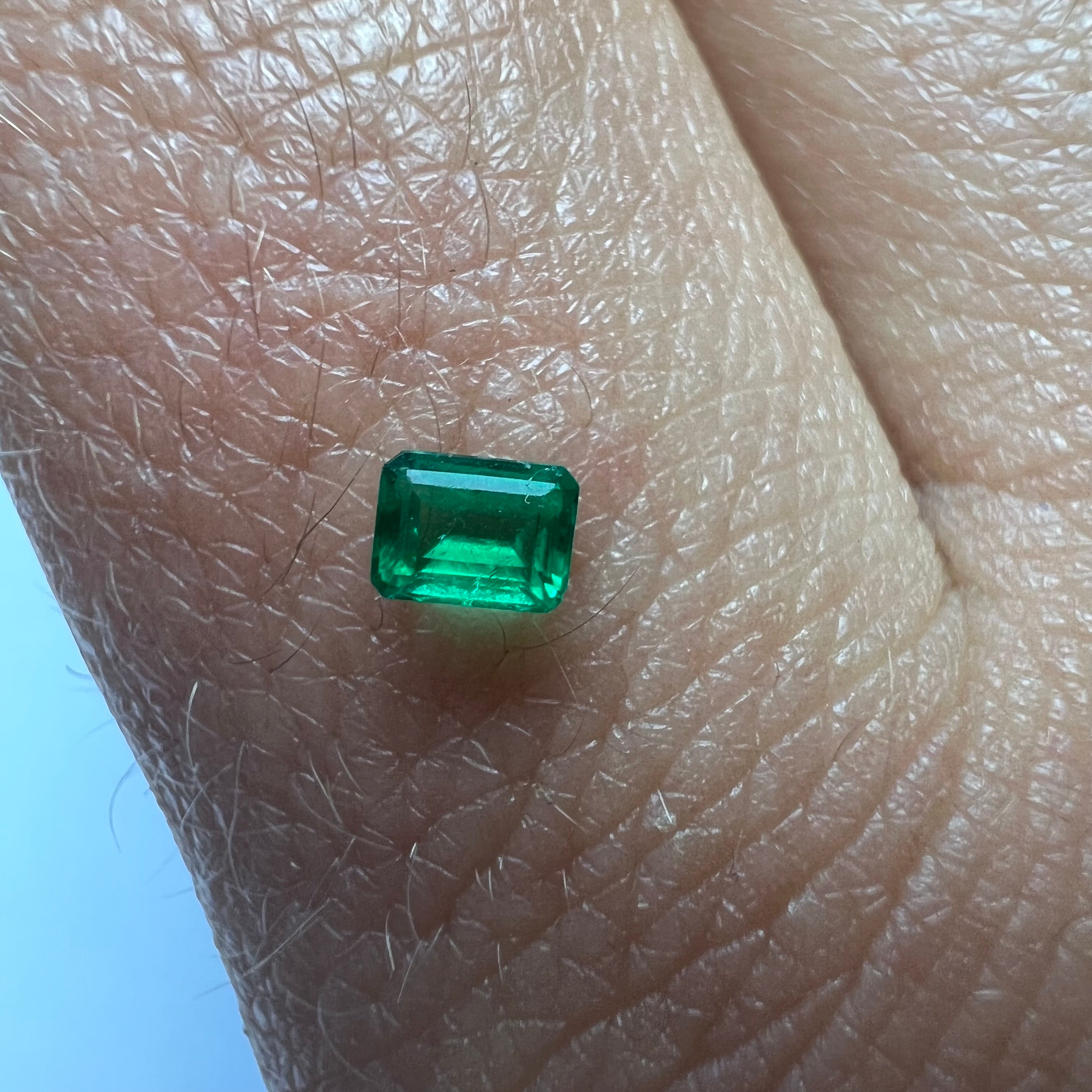 .13CT Loose Colombian Emerald, Emerald Cut 3.56x2.7x1.75mm Earth mined Gemstone
