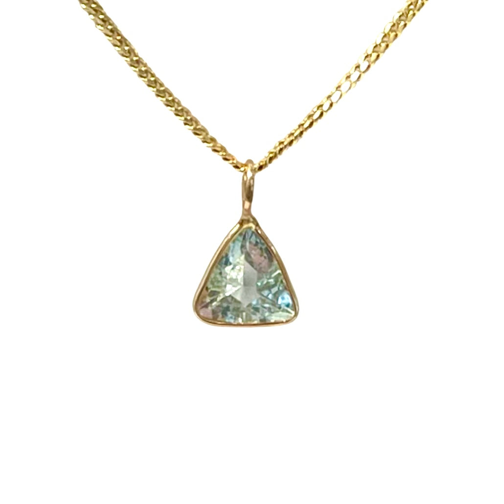 Natural Trillion Cut Aquamarine 14K Yellow Gold Pendant Charm 13x8mm