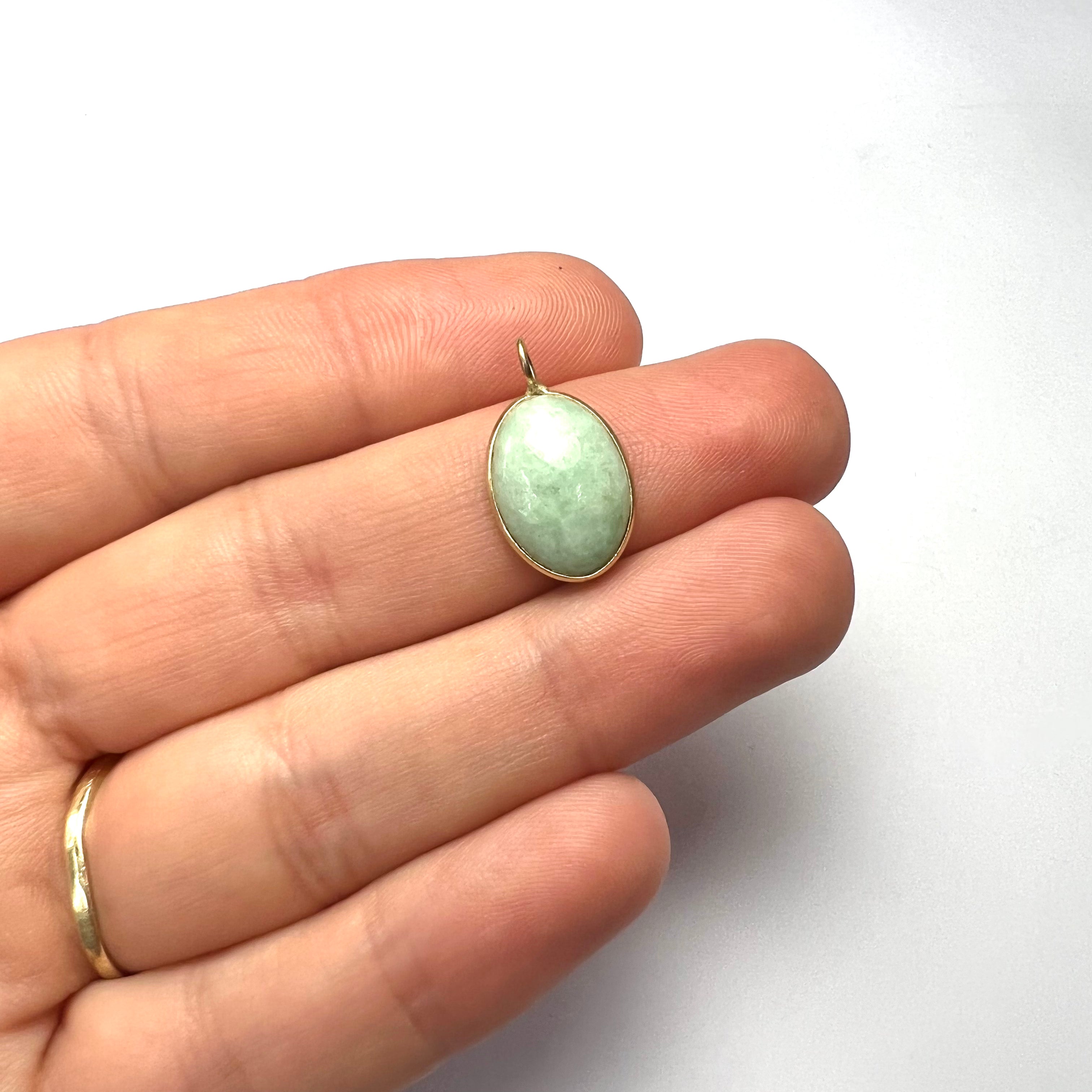 14k Turquoise Yellow Gold Pendant Charm 19x11mm